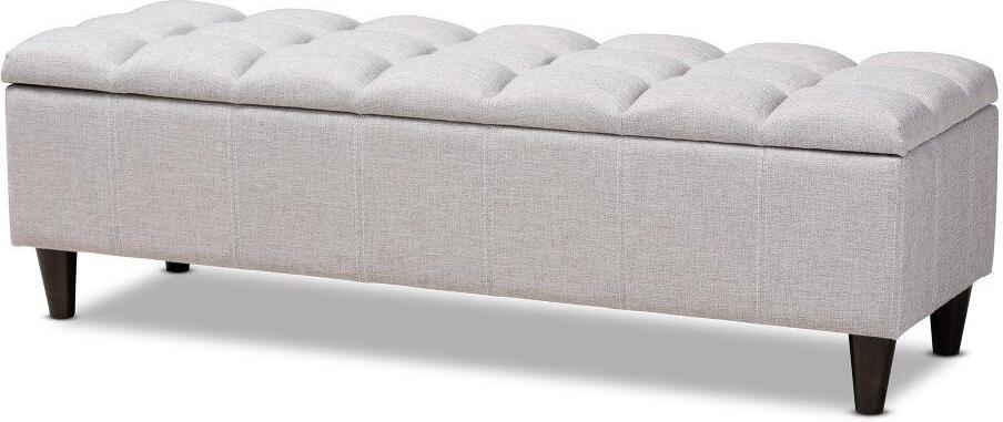 Baxton Studio Brette Mid Century Modern Grayish Beige Fabric Upholstered Dark Brown Finished Wood Storage Bench Ottoman 1stopbedrooms