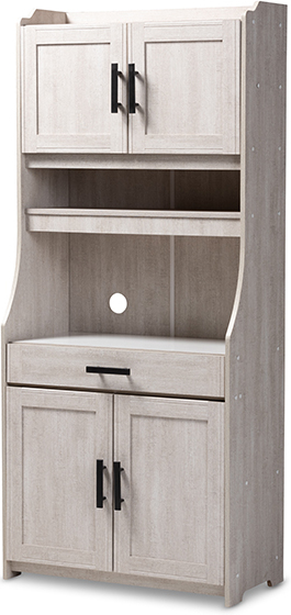 Baxton Studio Portia Modern And Contemporary 6 Shelf White Washed Wood Kitchen Storage Cabinet 1stopbedrooms