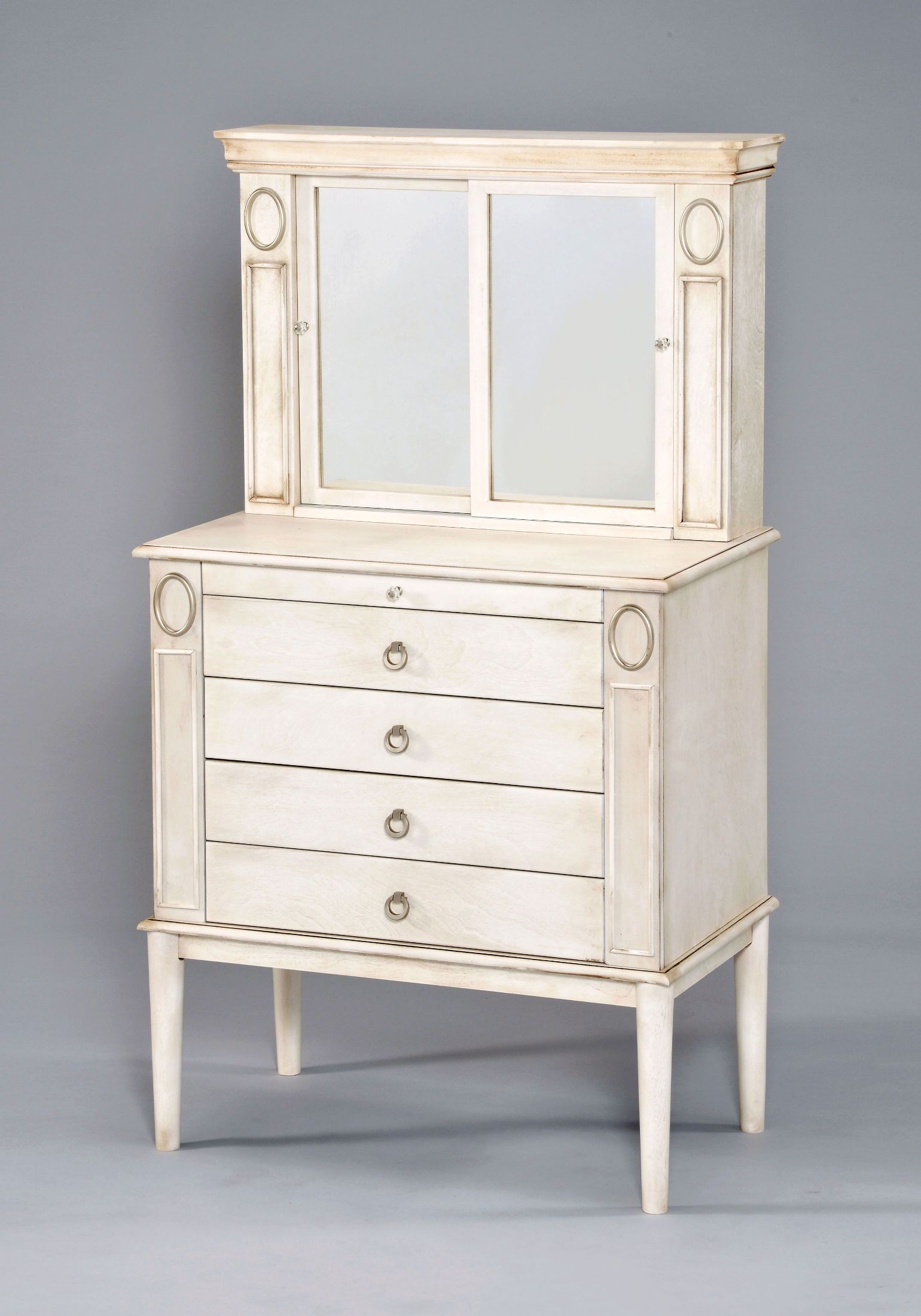 Leven Antique White Jewelry Armoire 1StopBedrooms.