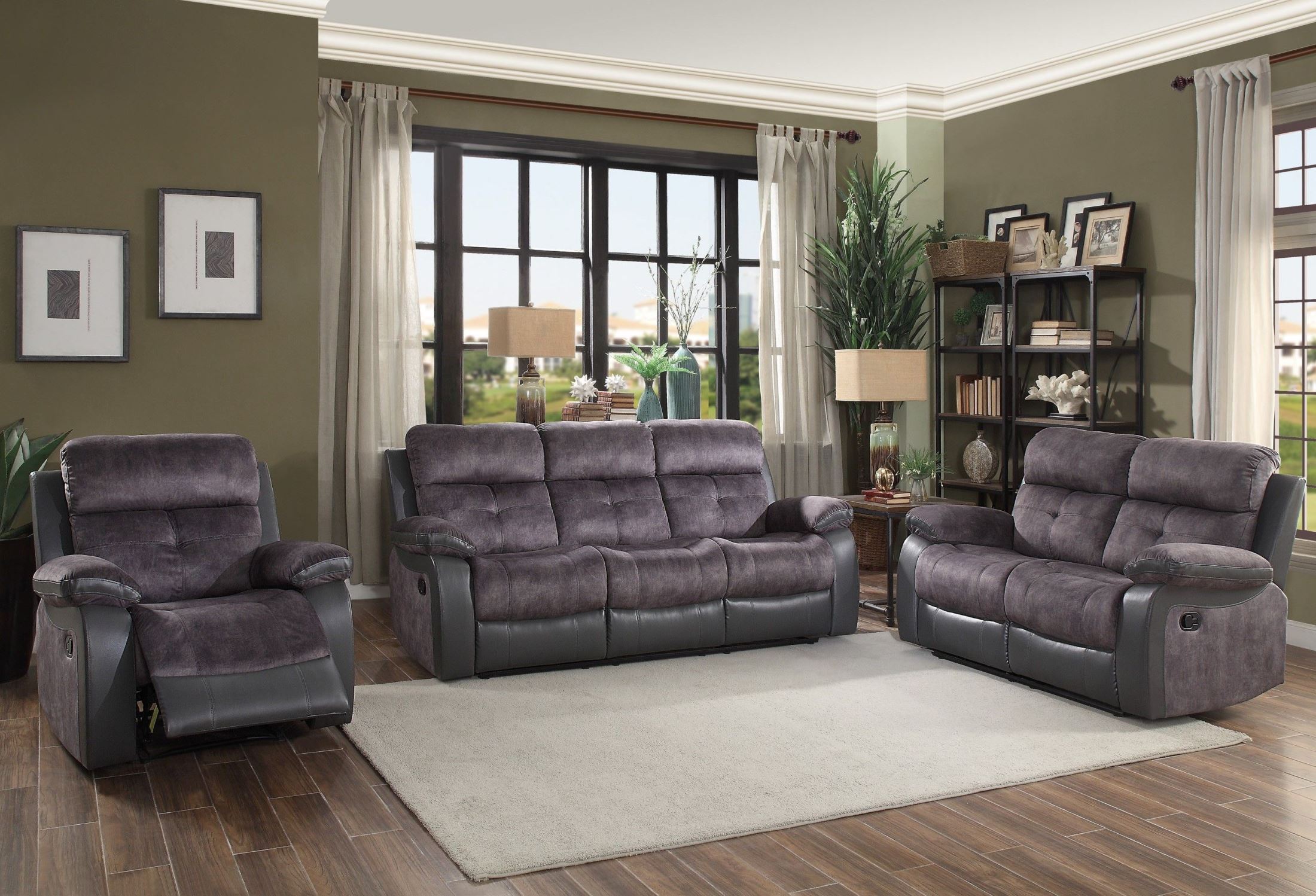 Acadia Two Tone Double Reclining Living Room Set 1StopBedrooms