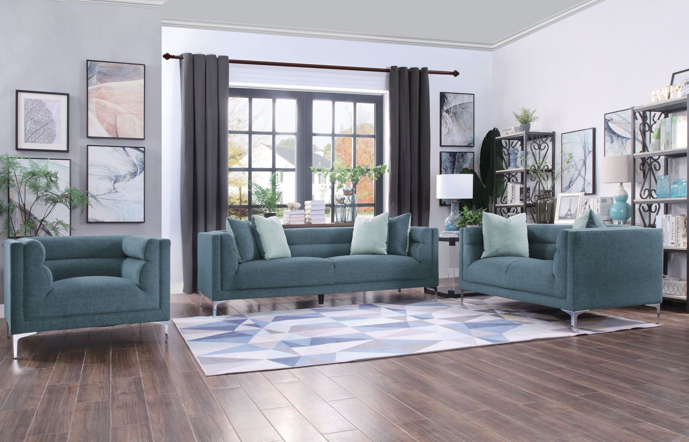 Warm Blue Grey Living Room Vaulted