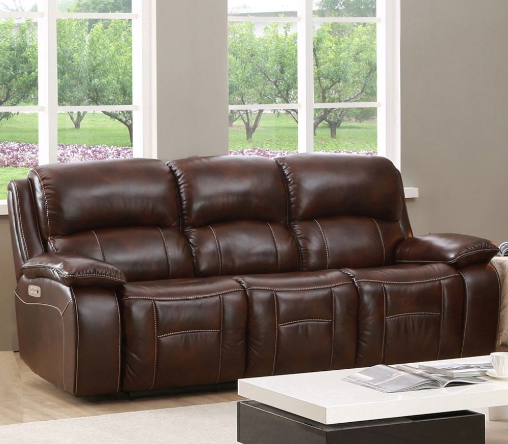 Westminster Ii Rich Brown Leather Power Reclining Sofa With