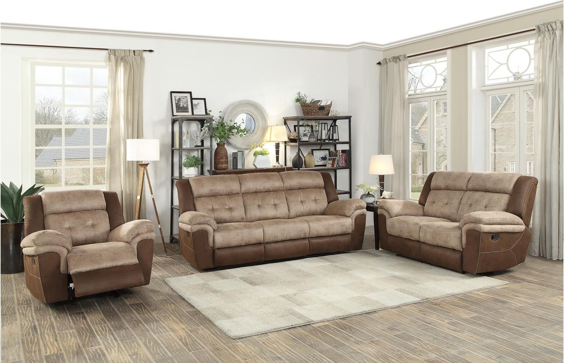 Chai Two Tone Double Reclining Living Room Set 1StopBedrooms