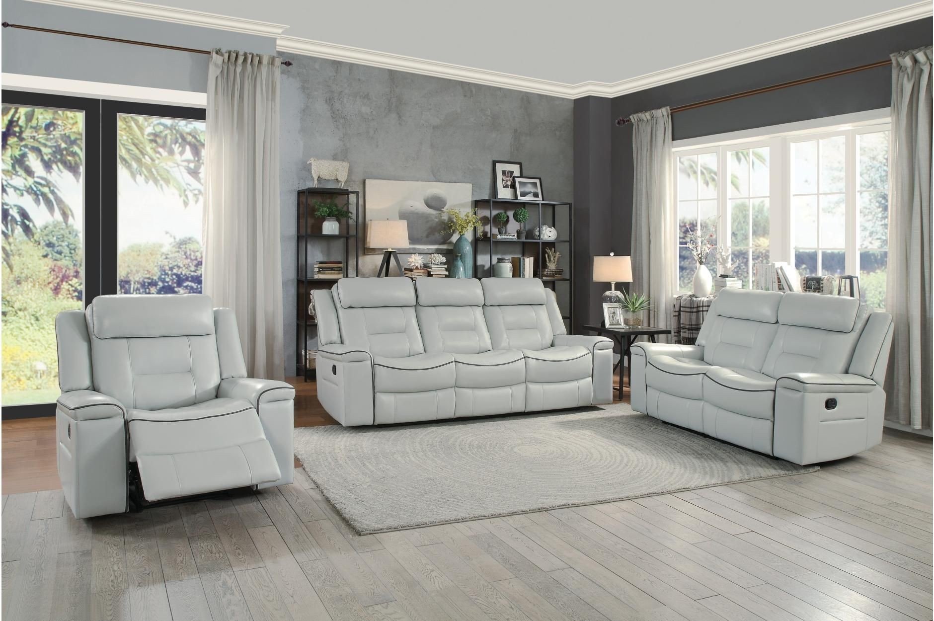 Darwan Light Gray Double Lay Flat Reclining Living Room Set 1StopBedrooms