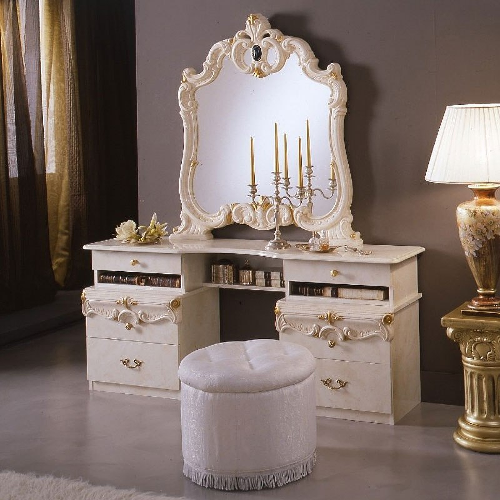 Barocco Vanity Dresser Ivory 1stopbedrooms