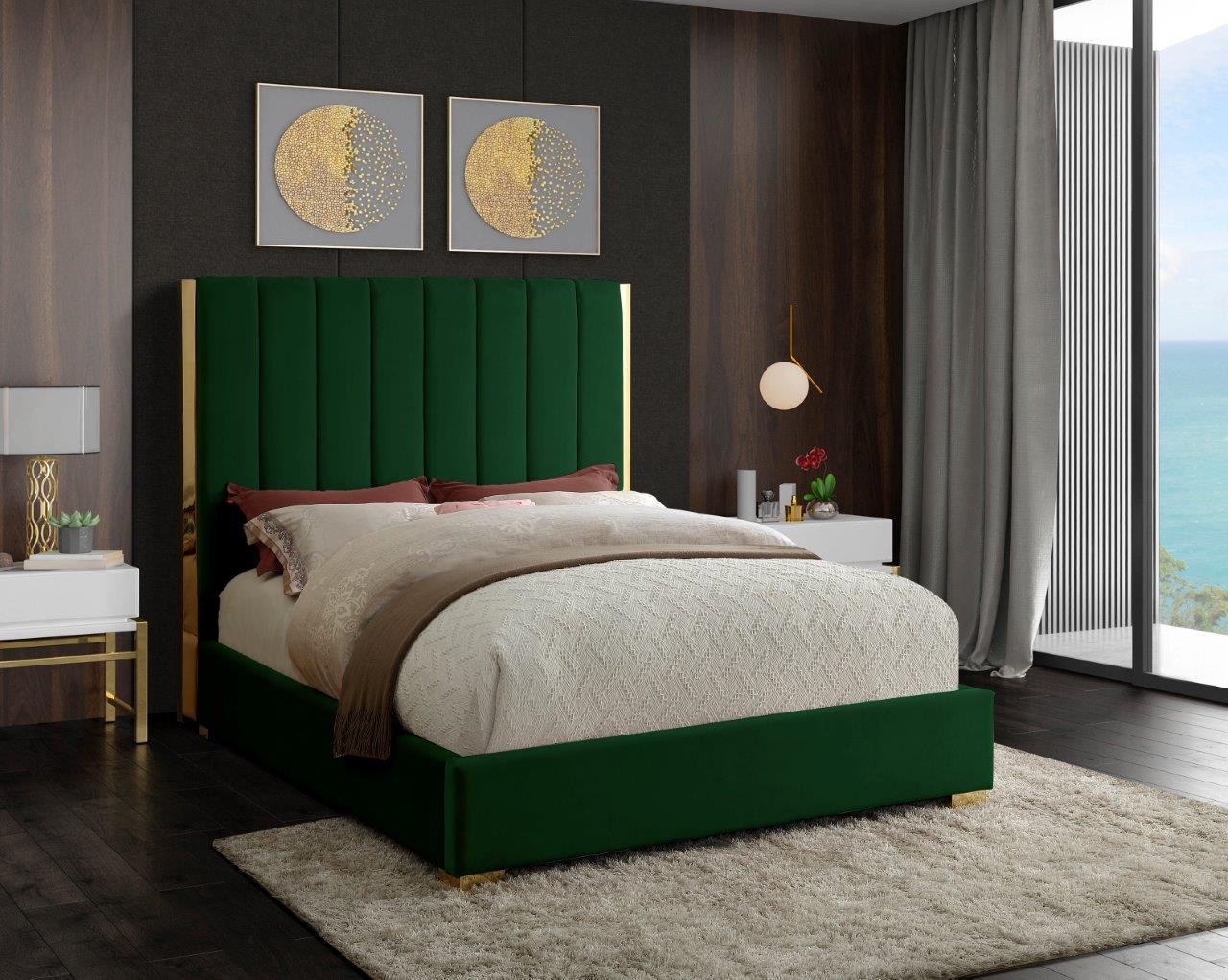 Becca Green Velvet Full Bed - 1StopBedrooms.