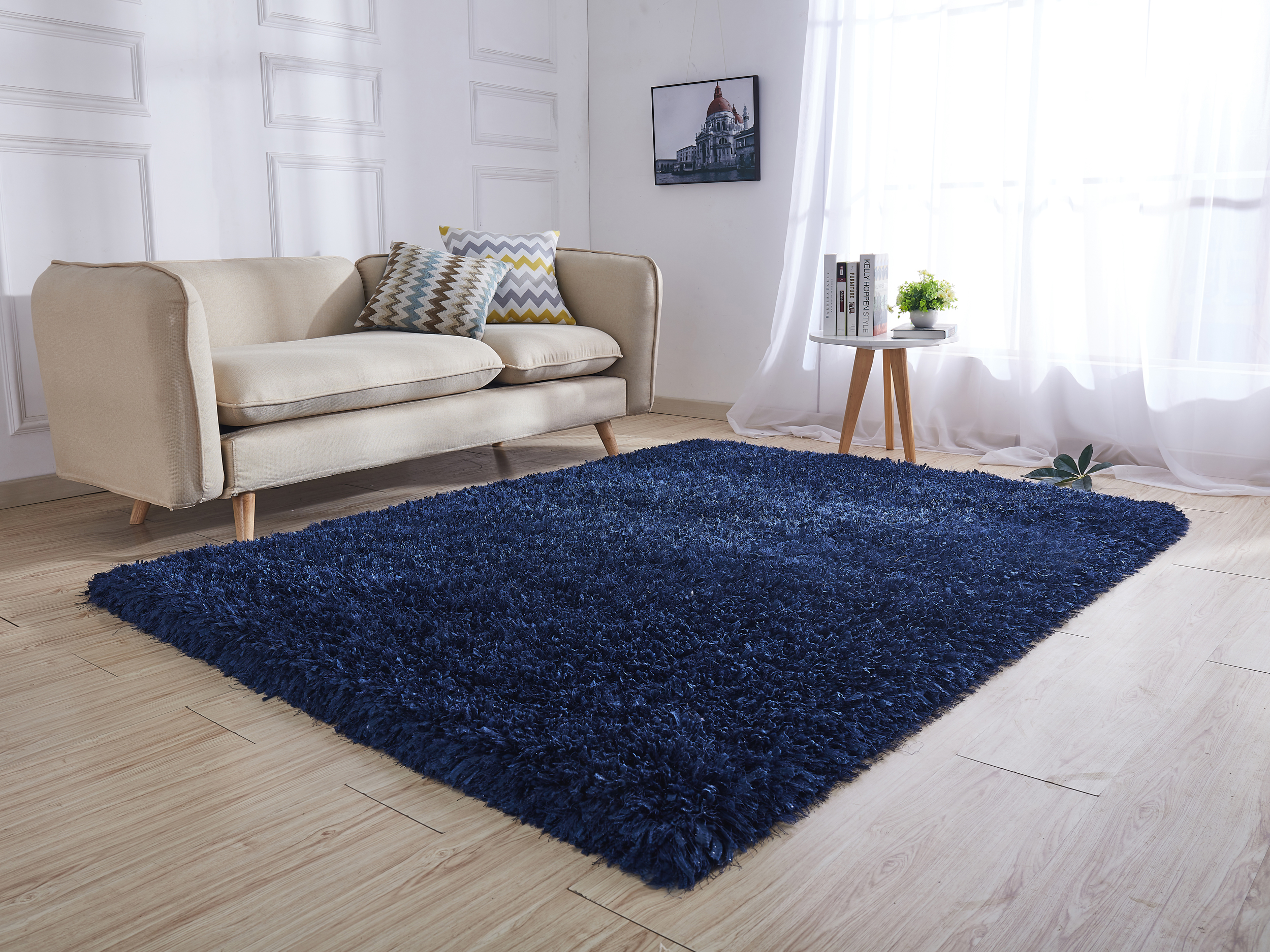 Coral Shaggy Area Rug In Navy Blue 5 X 7 1stopbedrooms