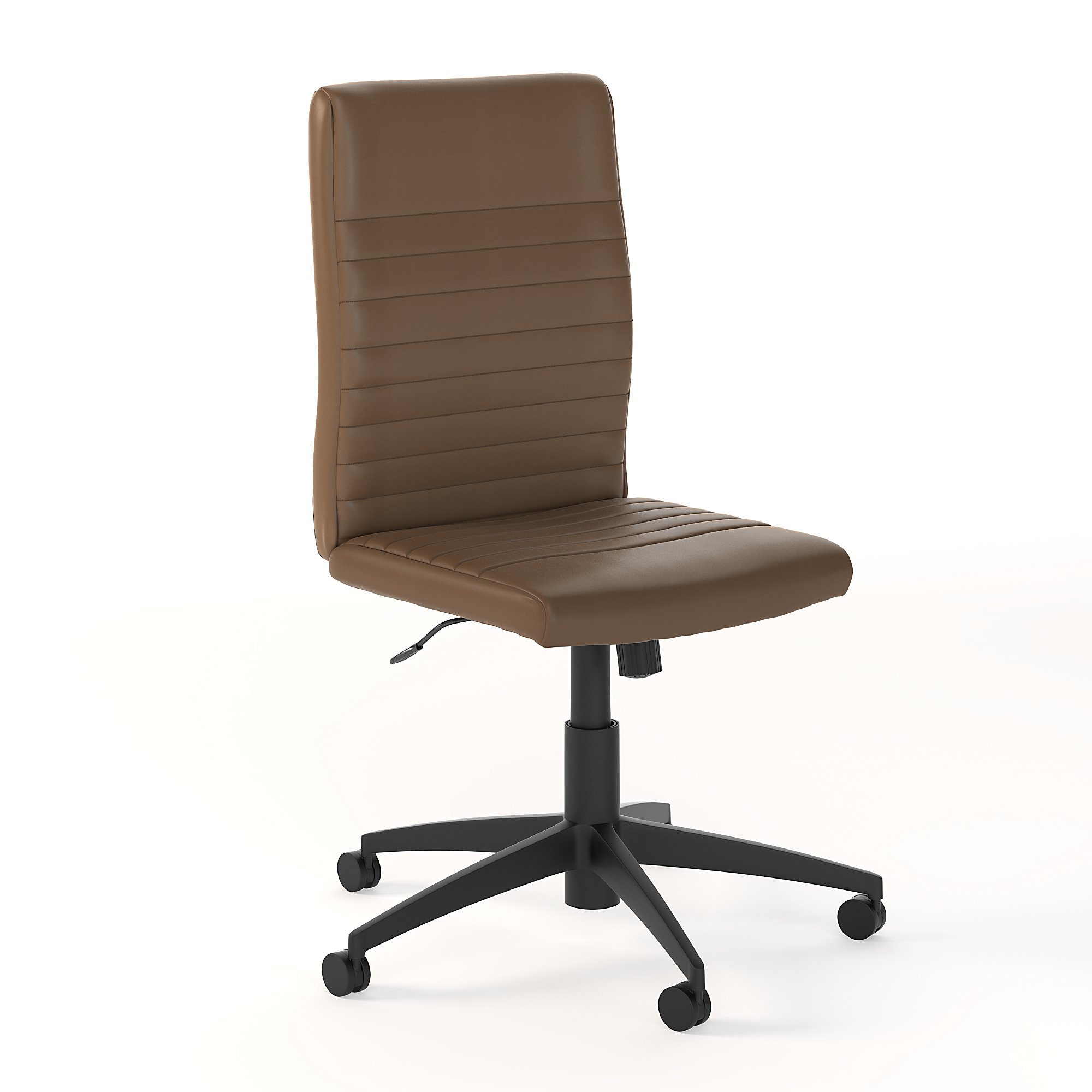 Archive Mid Back Ribbed Leather Office Chair in Saddle Tan - 1StopBedrooms.