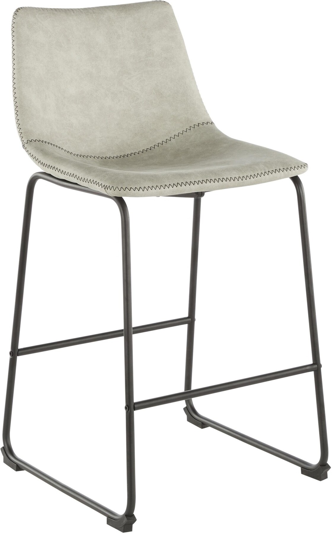 Duke 26" Counter Stool in Black with Light Grey Cowboy Fabric and Black