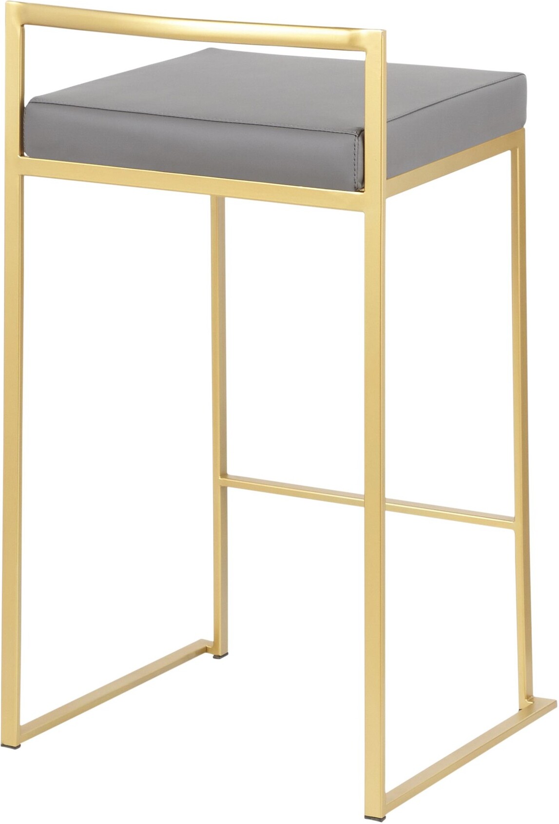 Fuji Counter Stool in Gold with Grey Faux Leather Set of 2