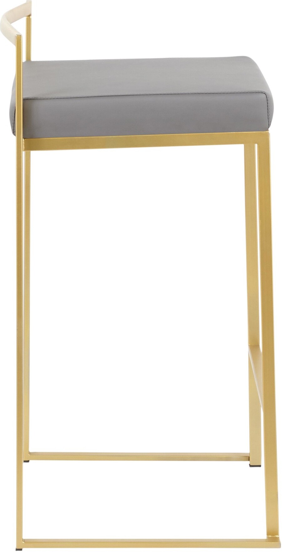 Fuji Counter Stool in Gold with Grey Faux Leather Set of 2