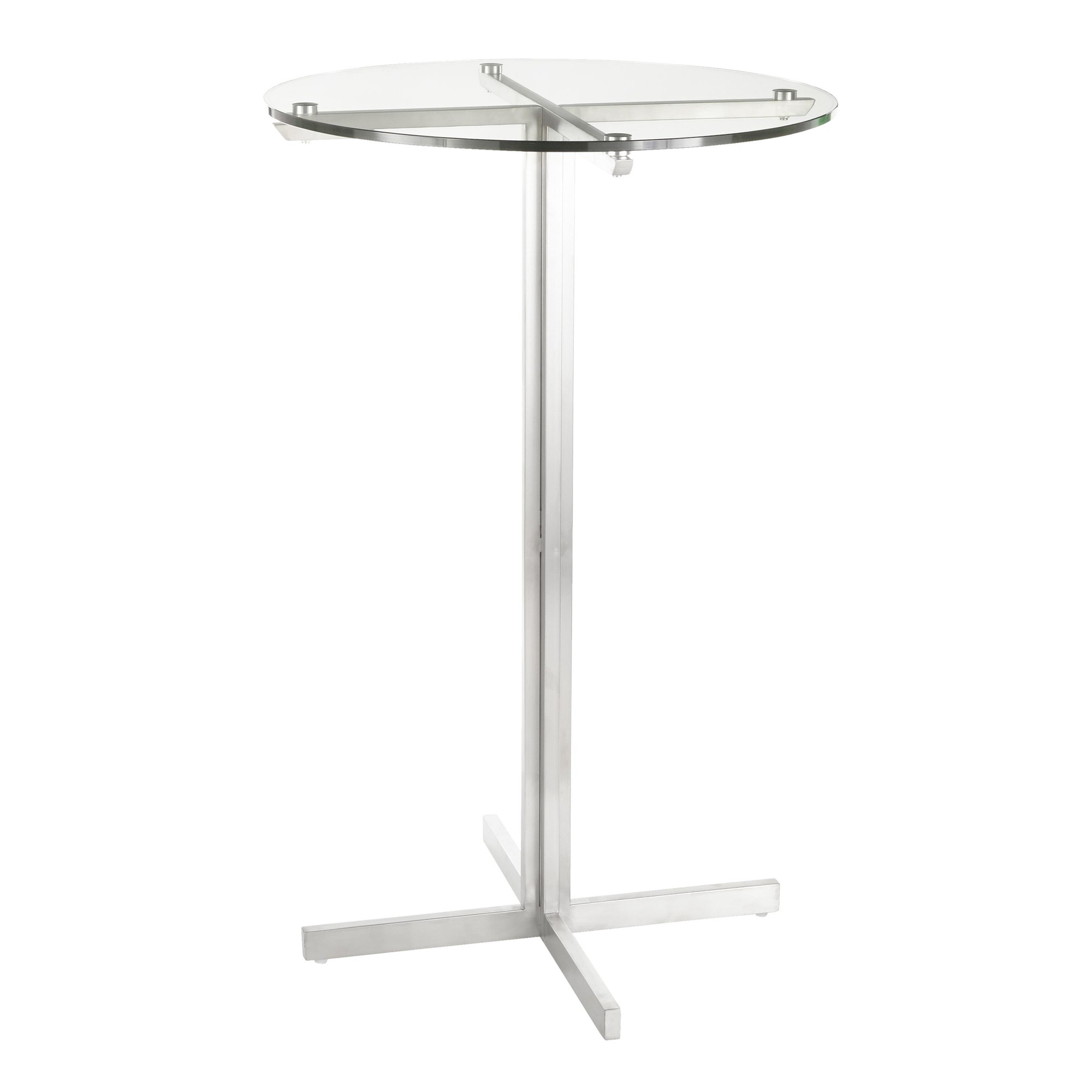 Fuji Round Bar Table In Stainless Steel With Clear Gl Top Fuji Round Bar Table In Stainless Steel