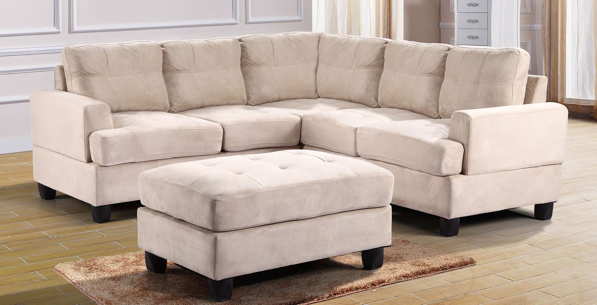 Glory Furniture G631-O Living Room Ottoman Beige Micro Suede 
