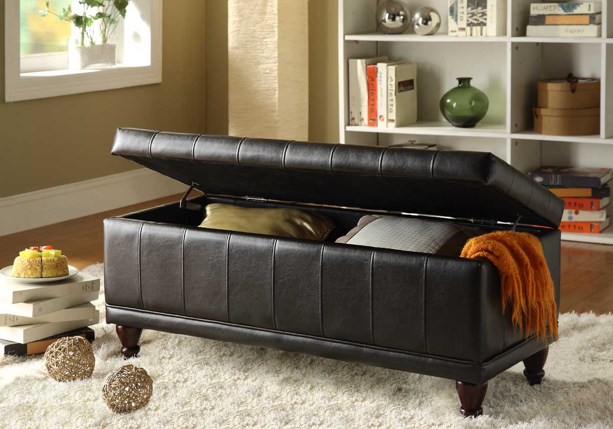 Afton Dark Brown Lift Top Storage Bench - 1StopBedrooms.