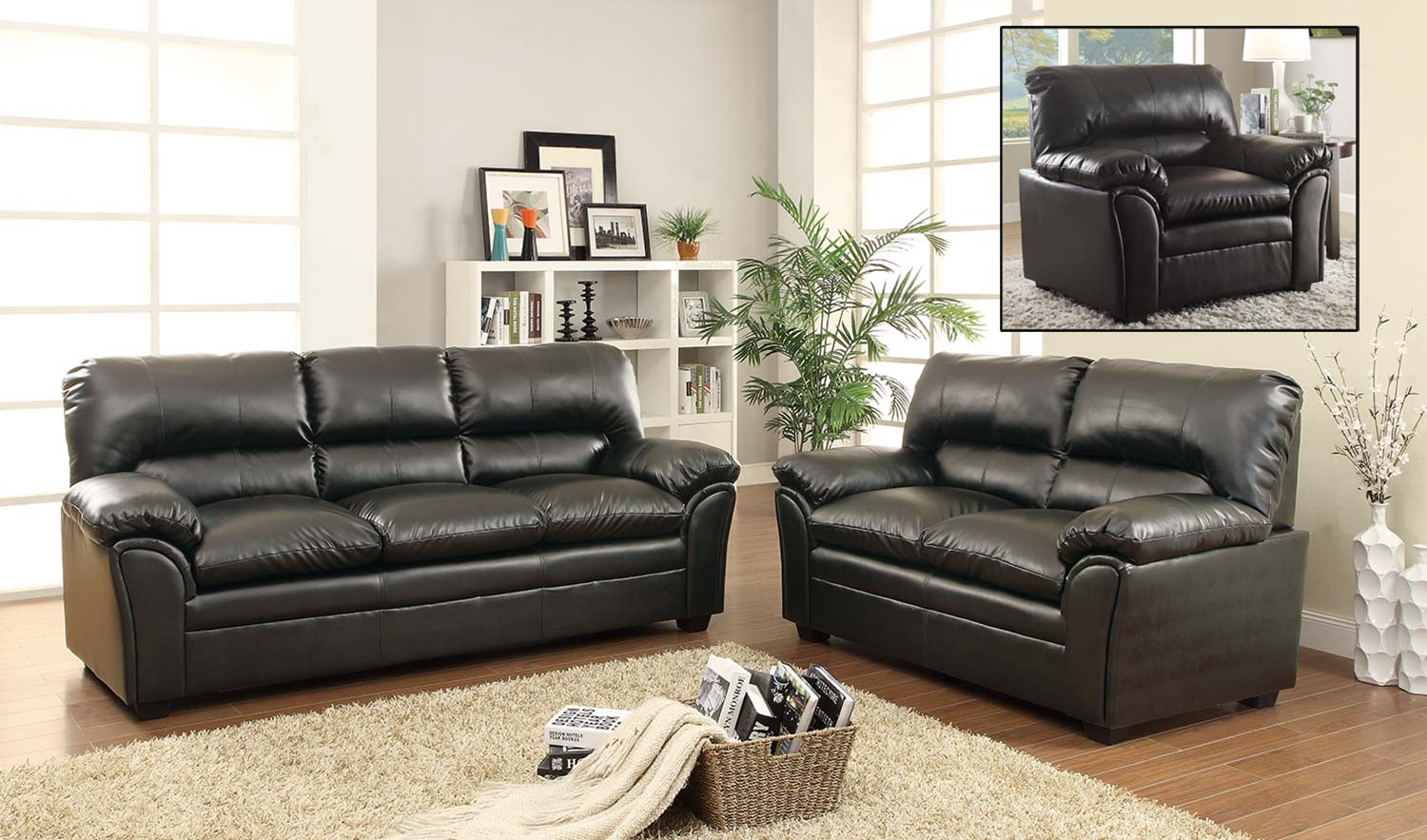 Spectacular Black Leather Living Room Set Concept | Ara Design
