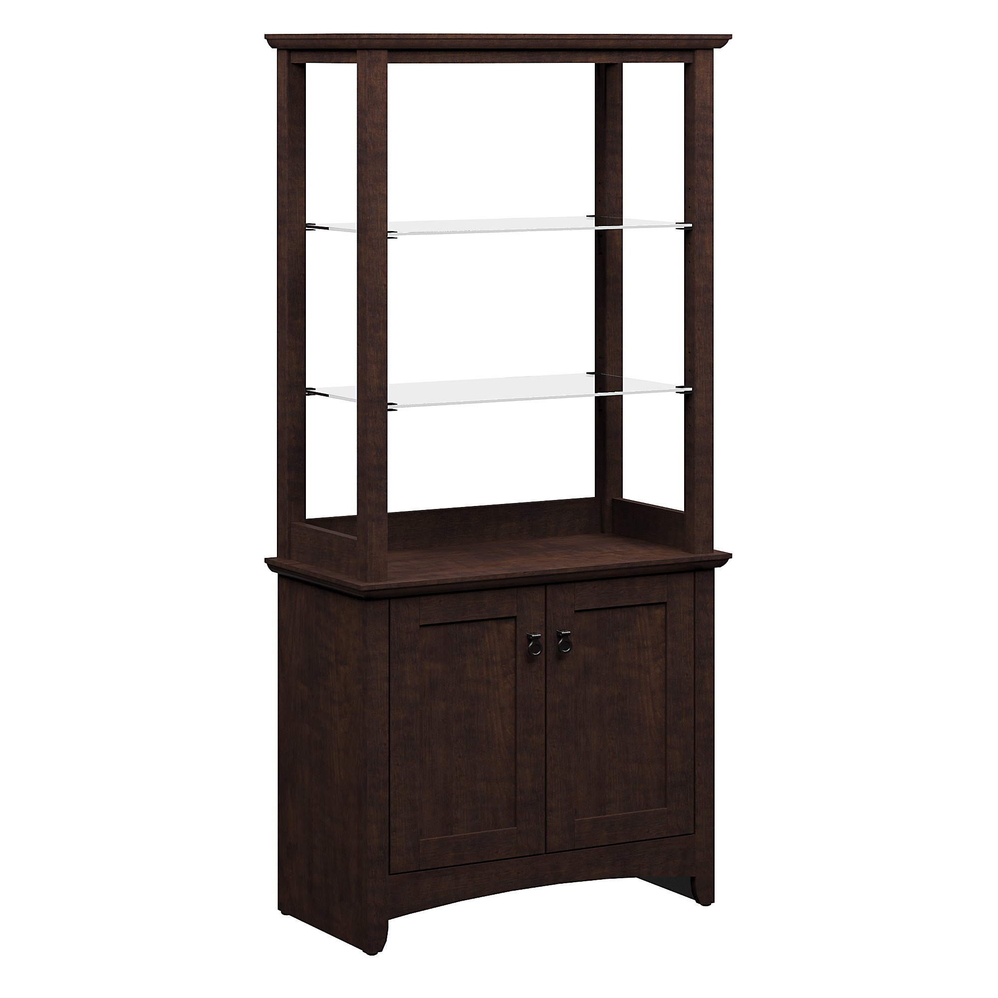 Bush Furniture Buena Vista Tall Library Storage Cabinet With Doors In Madison Cherry 1stopbedrooms