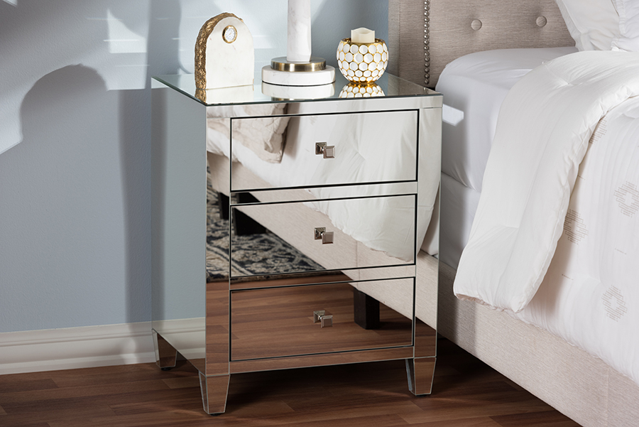 baxton studio hollywood regency glamour style bedside nightstand table