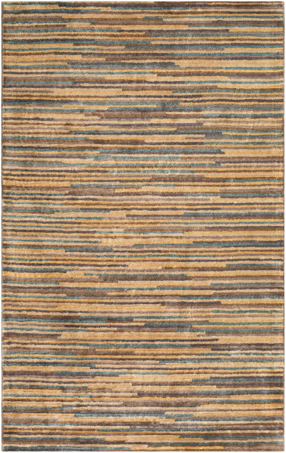 Surya Quartz Tan Wheat Dark Brown Viscose Area Rug 156x108 Tan Wheat Dark Brown Viscose Area Rug