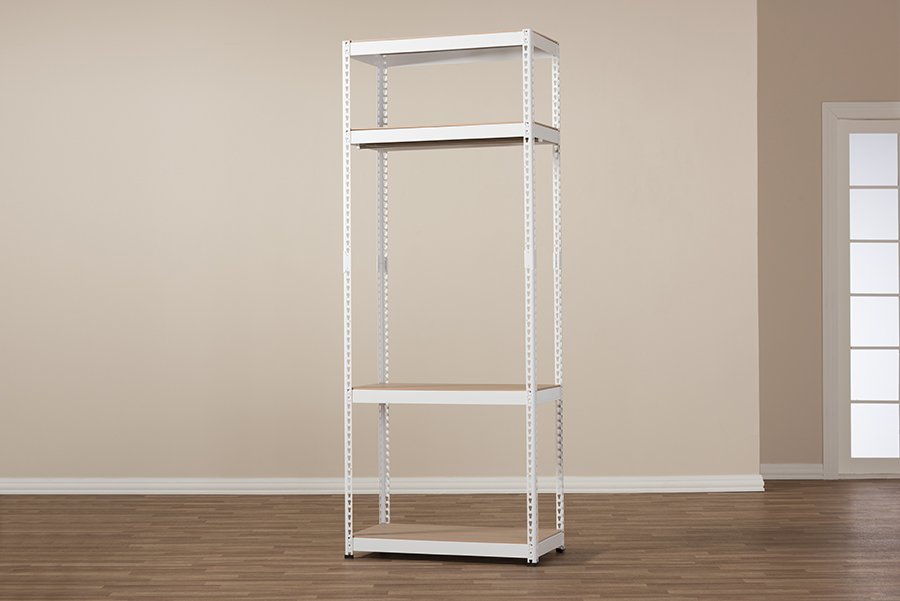 Baxton Studio Gavin White Metal 4Shelf Closet Storage Racking
