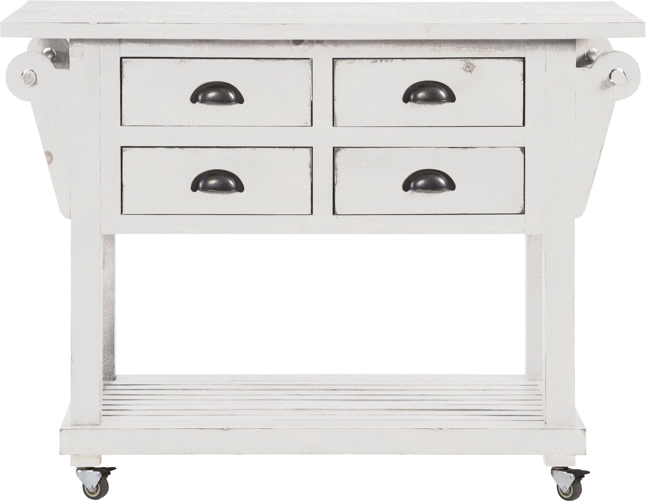 Willow Distressed White Drawer Kitchen Island