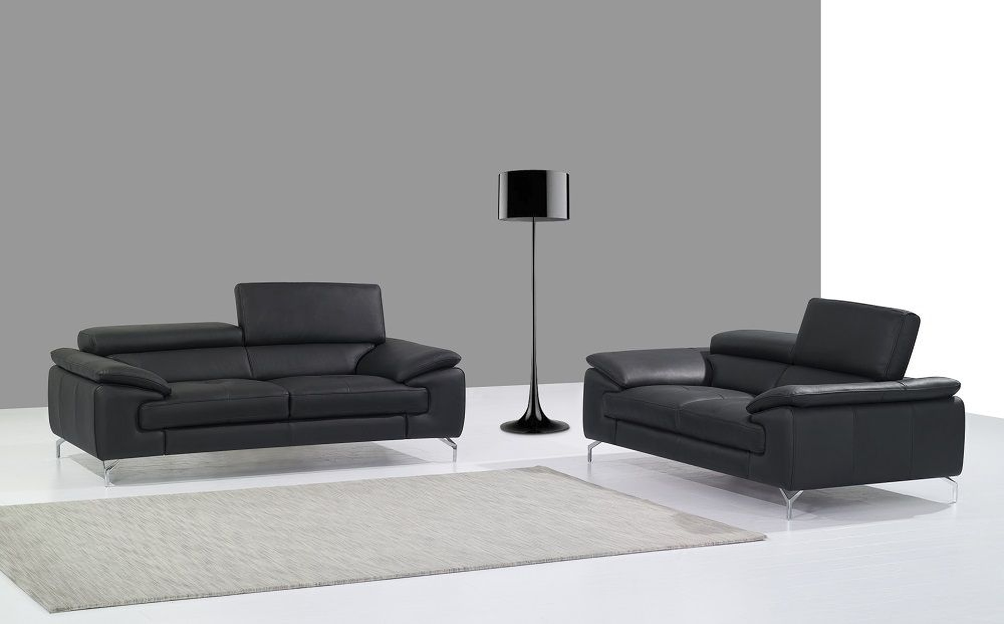 A973 Black Italian Leather Living Room Set 1stopbedrooms