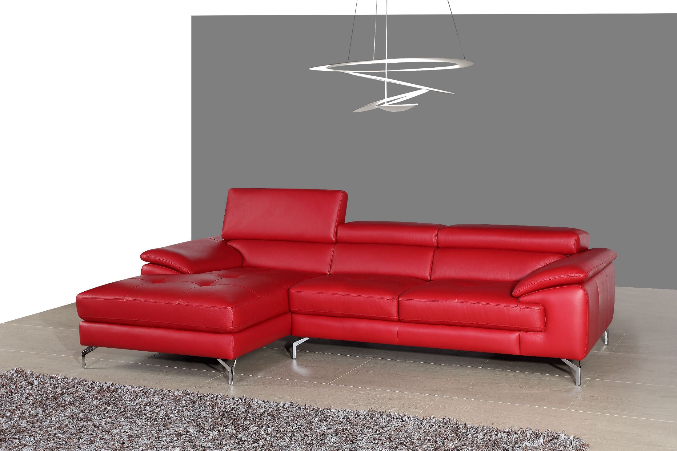 A973b Red Italian Leather Mini Laf Chaise Sectional 1stopbedrooms