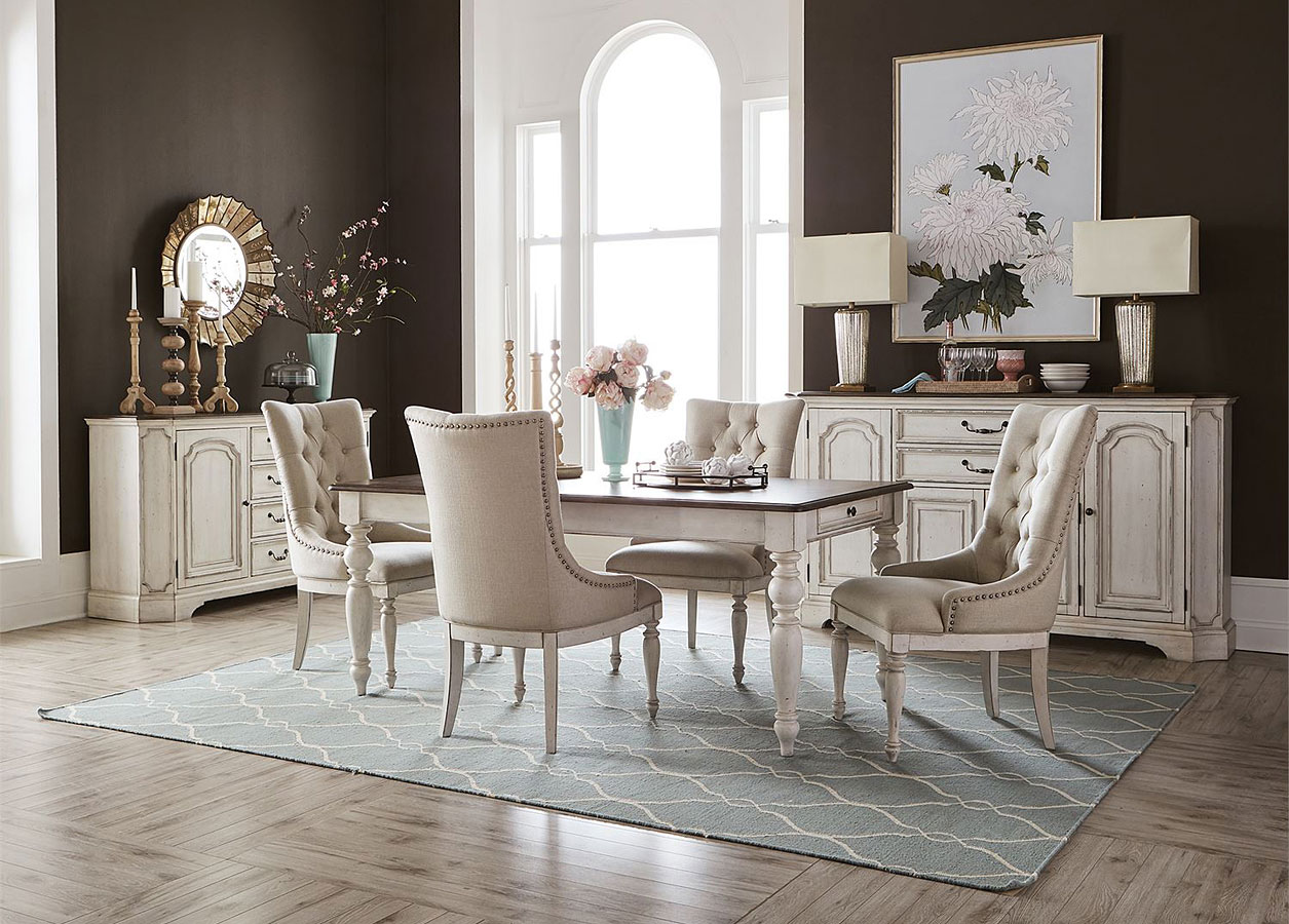 Abbey Road Rectangular Dining Set W Upholstered Chairs