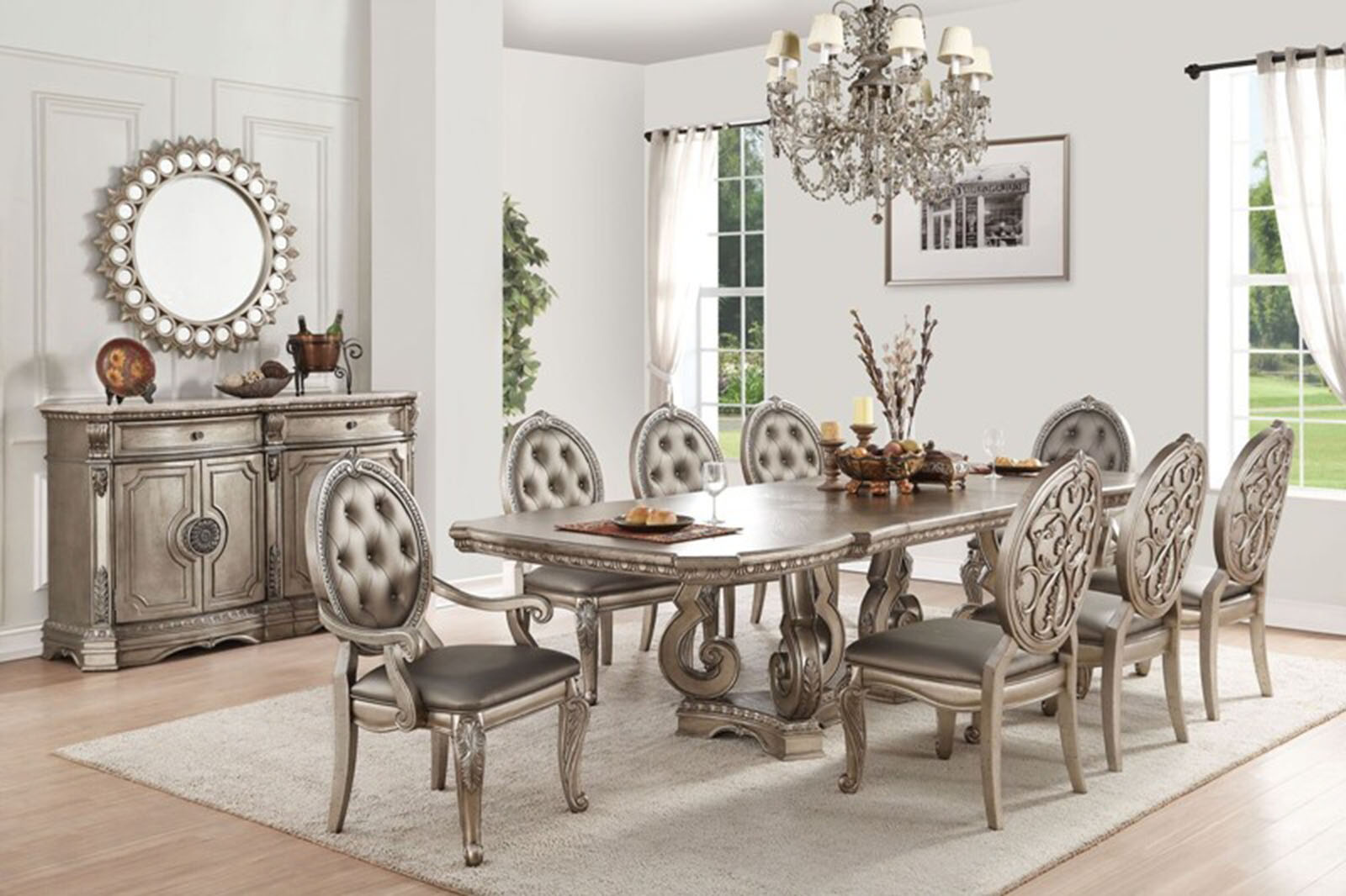 Acme Furniture Northville Arm Chair In Antique Champagne Set Of 2