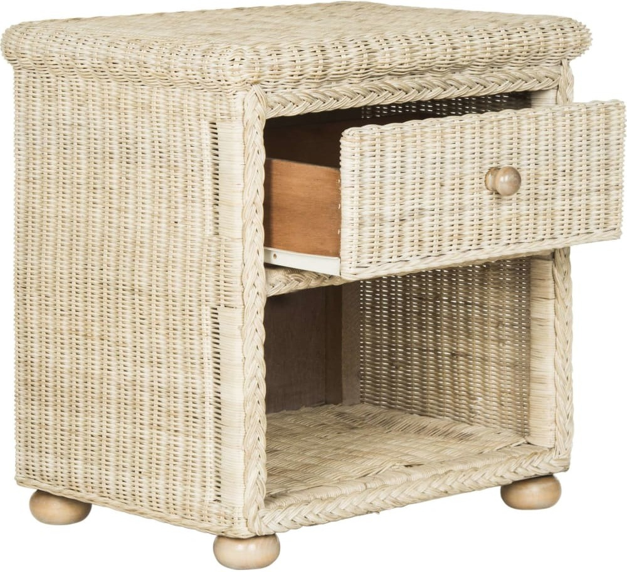 Adira Natural White Wash Wicker Nightstand With Drawer 8 Inch Storage 1stopbedrooms