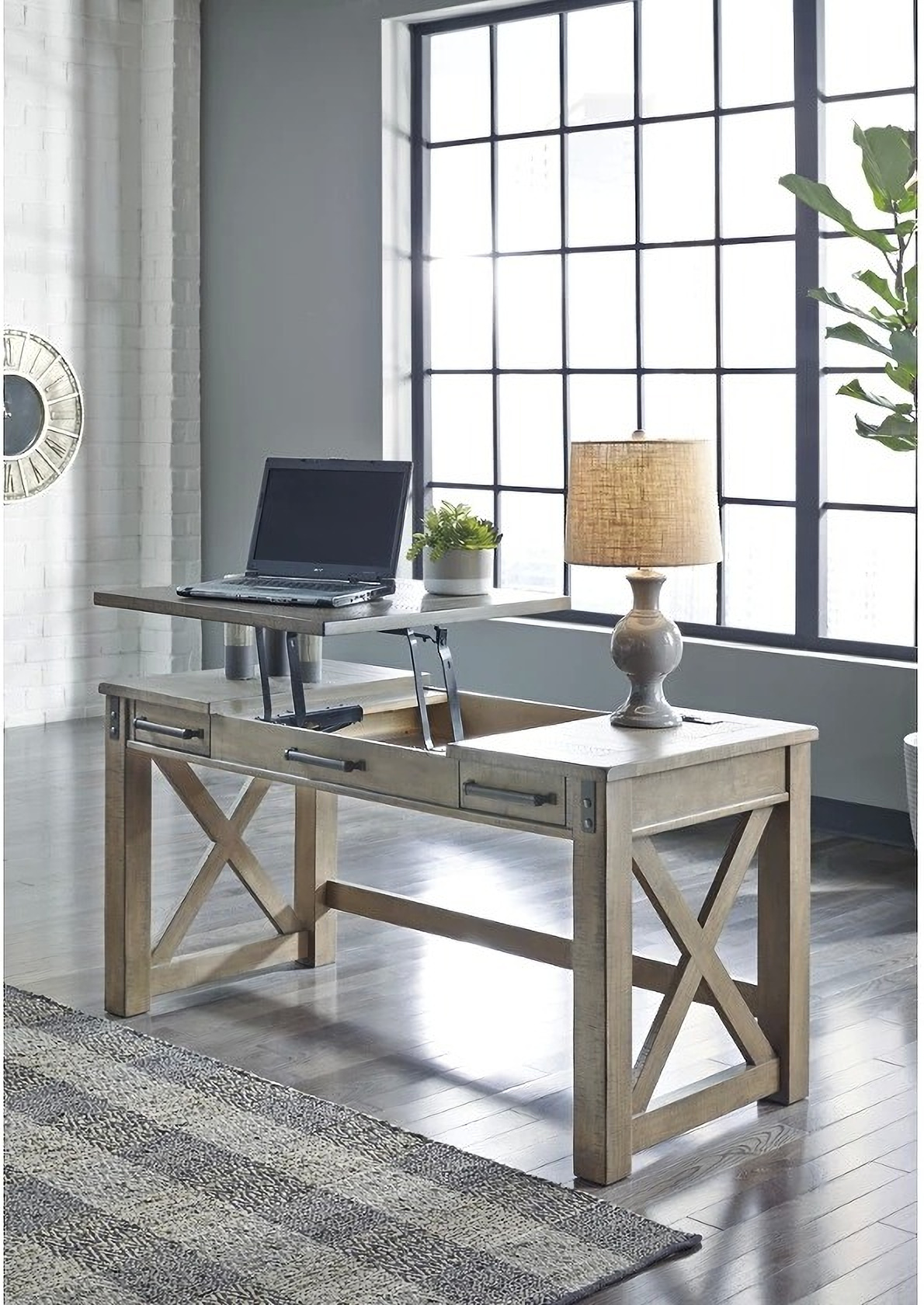 Aldwin Gray Home Office Lift Top Desk - 1StopBedrooms.