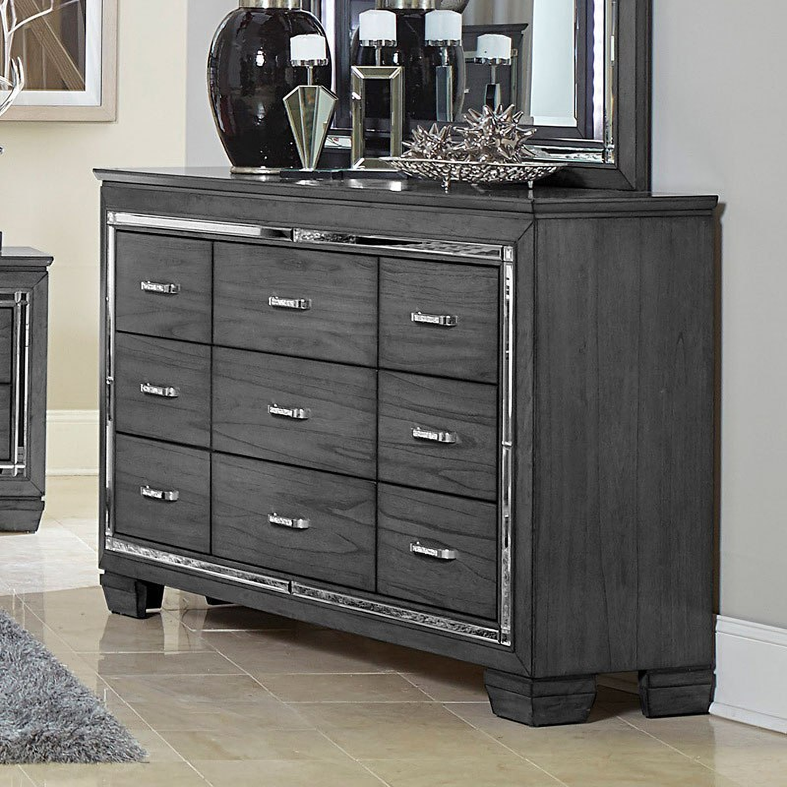 Allura Gray Panel Bedroom Set w/ LED Lighting - 1StopBedrooms.