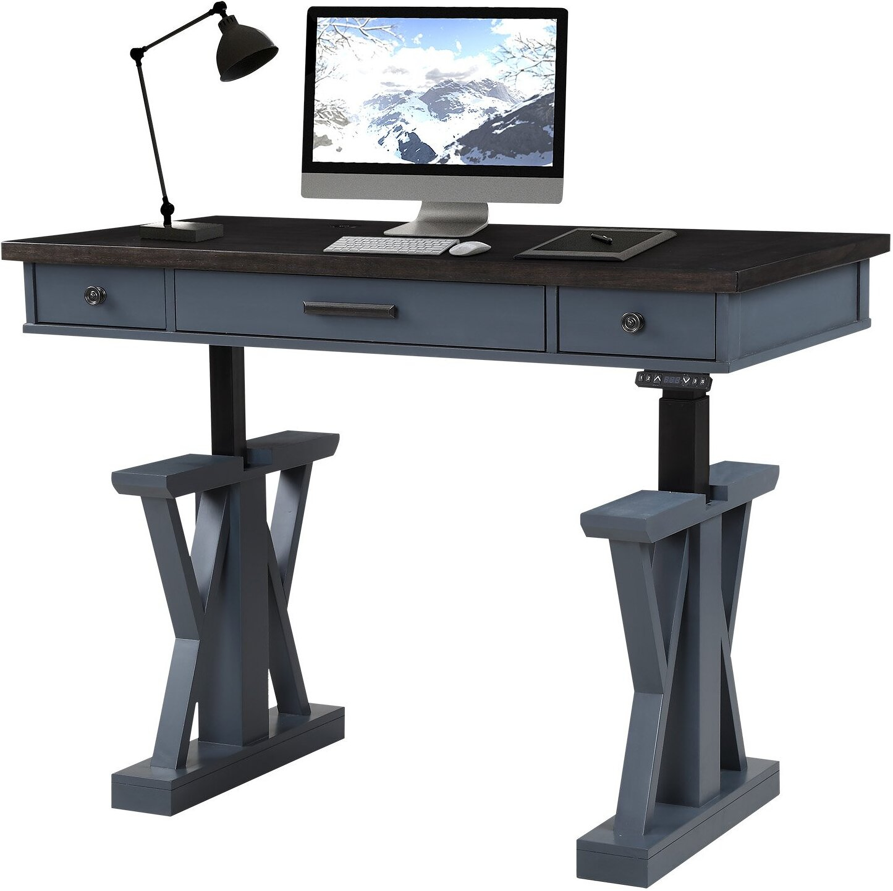 Americana Modern Denim 56 Inch Power Lift Desk 1StopBedrooms.
