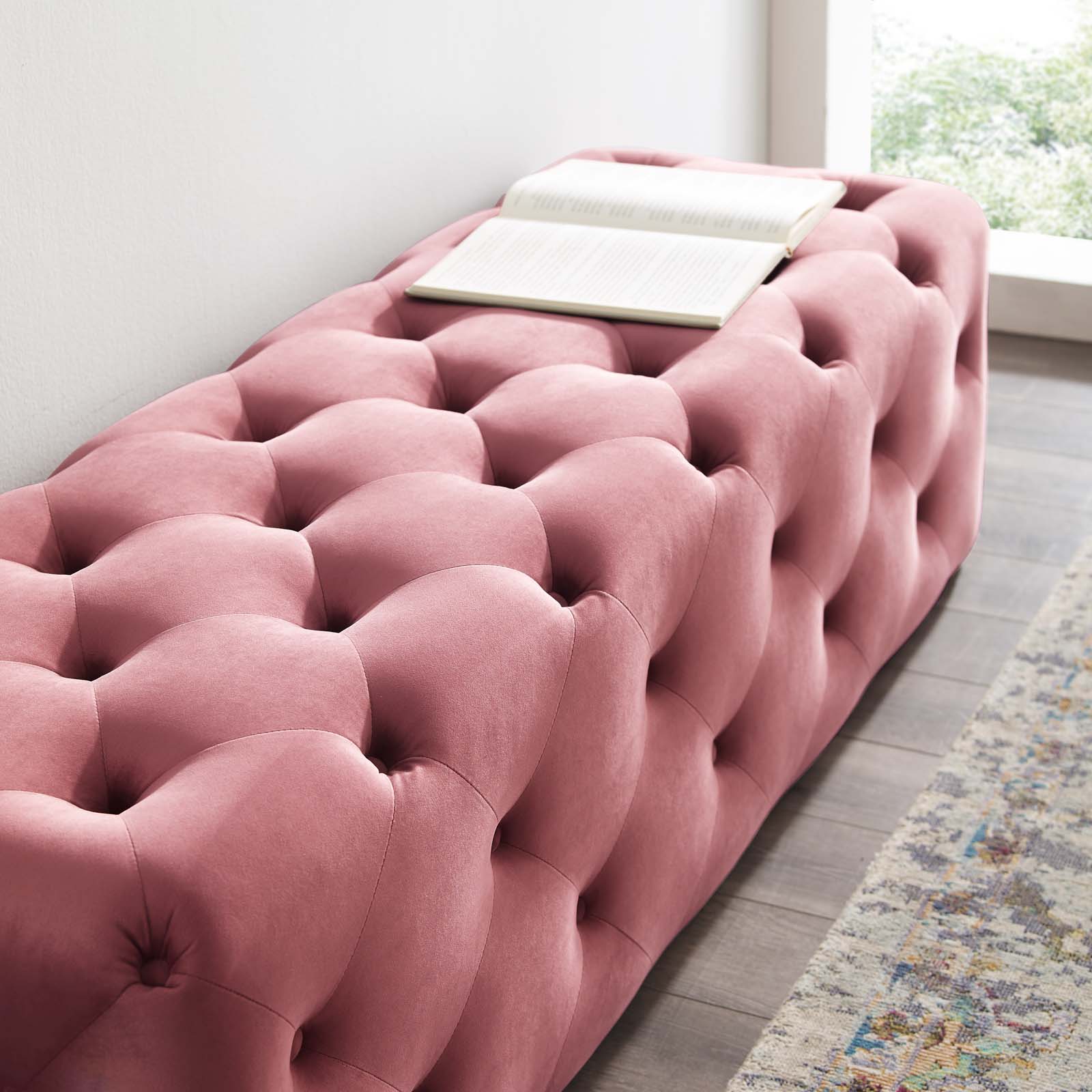 Anthem Dusty Rose 60 Inch Tufted Button Entryway ...