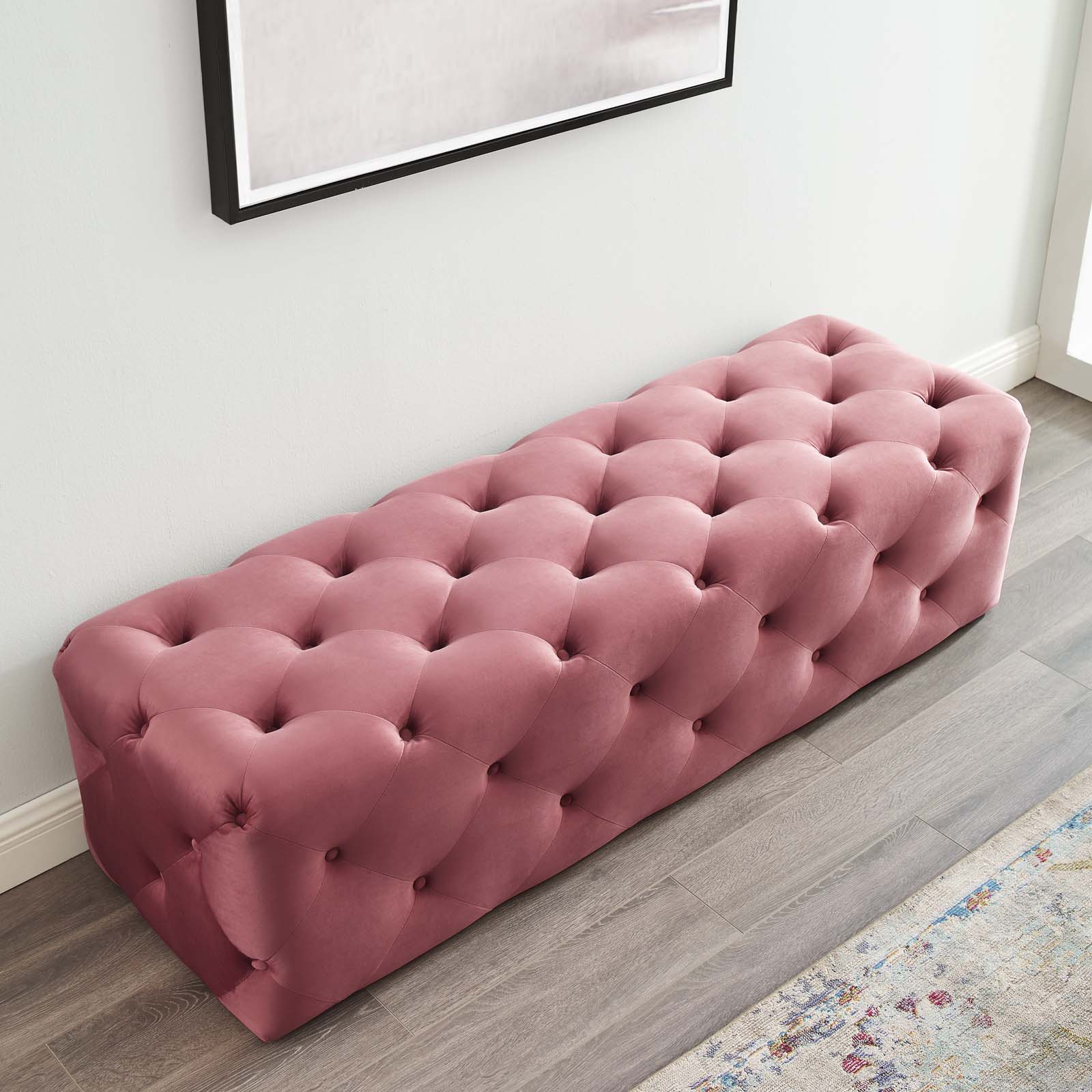 Anthem Dusty Rose 60 Inch Tufted Button Entryway Performance