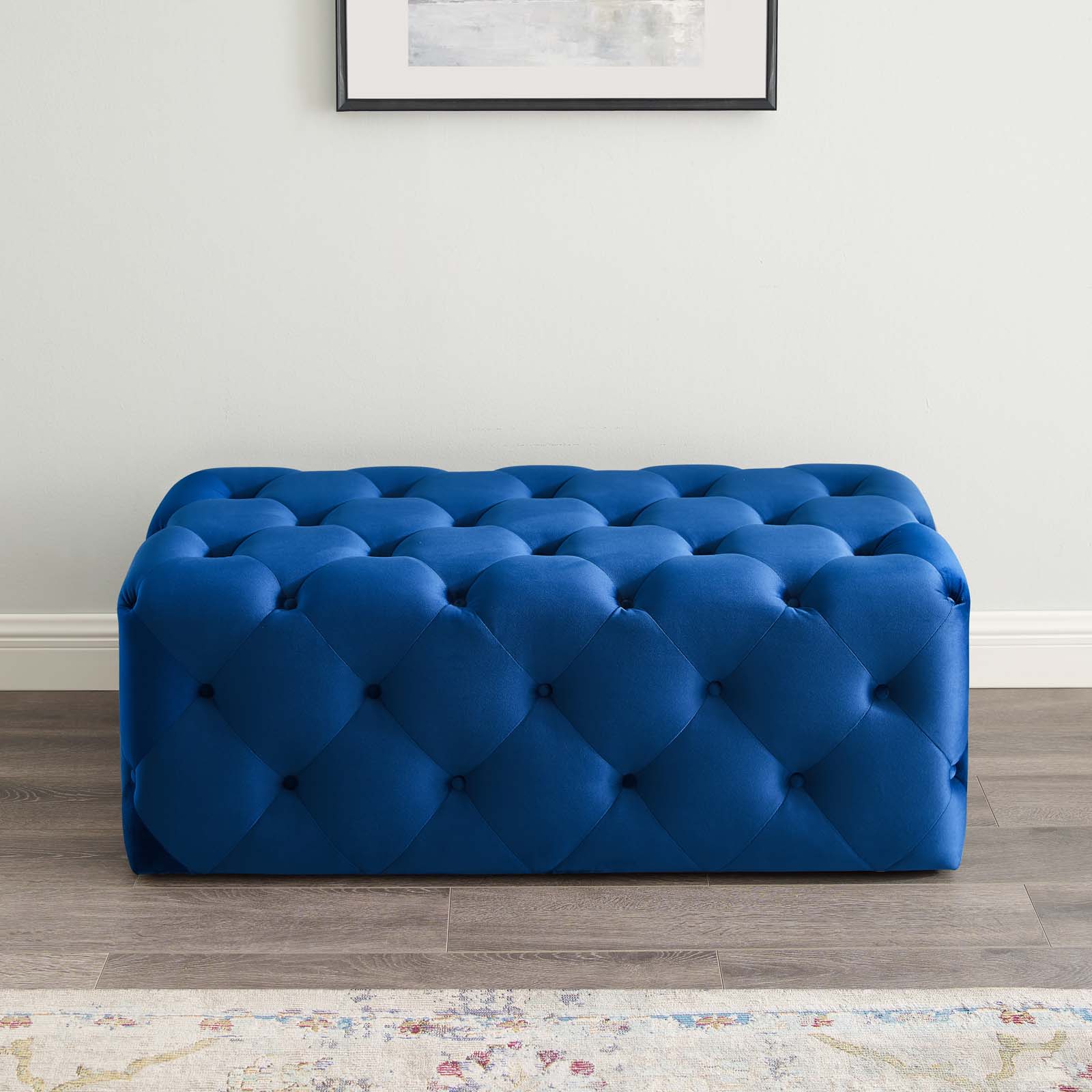 Anthem Navy 48 Inch Tufted Button Entryway Performance Velvet Bench Eei 3768 Nav 1stopbedrooms