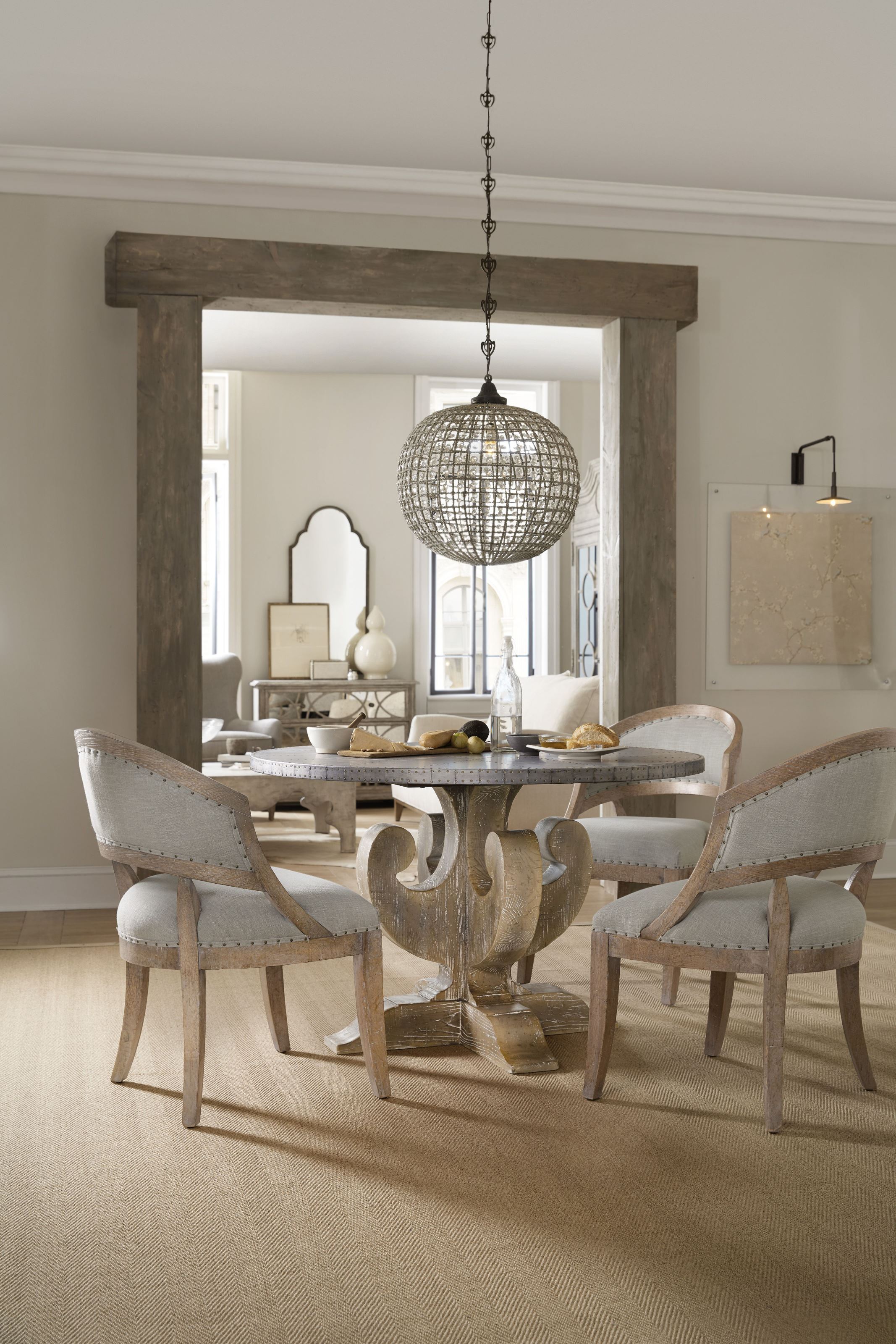 Boheme Light Wood Ascension 48 Zinc Round Dining Room Set 1stopbedrooms