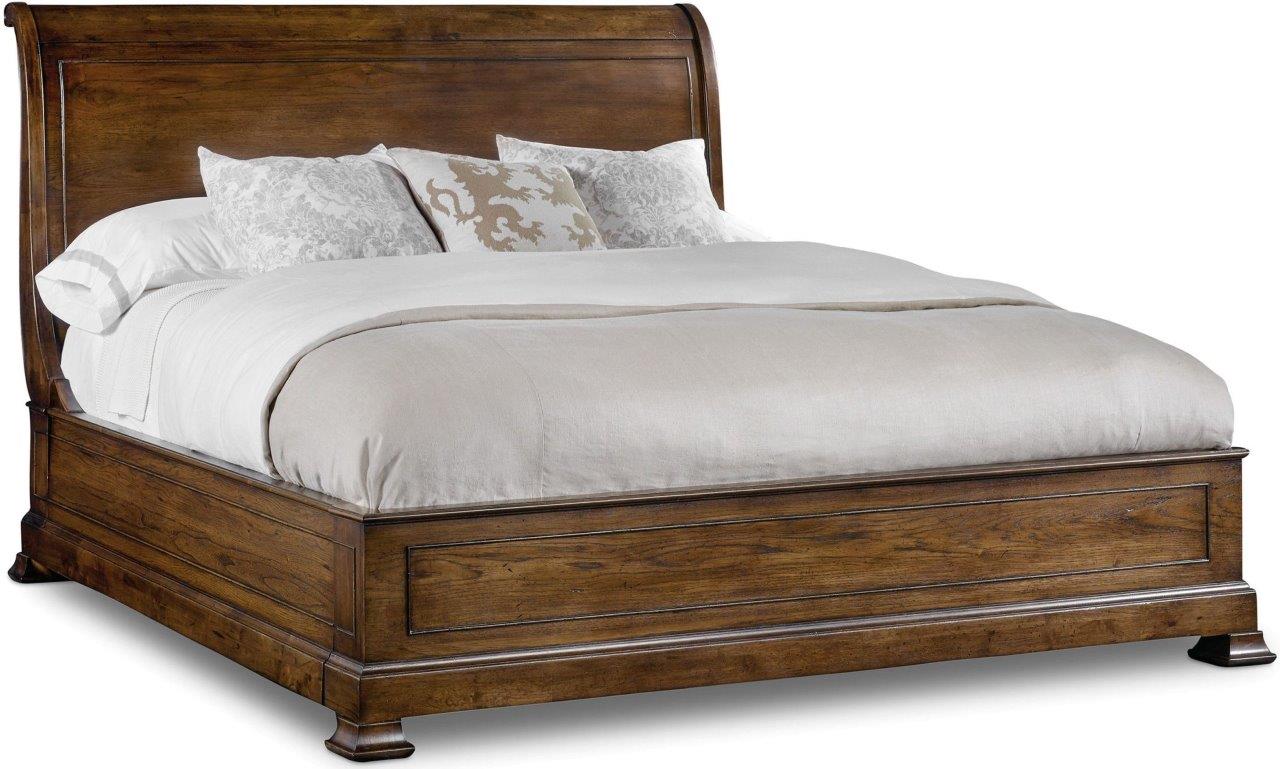 king size wooden sleigh bed with mattress