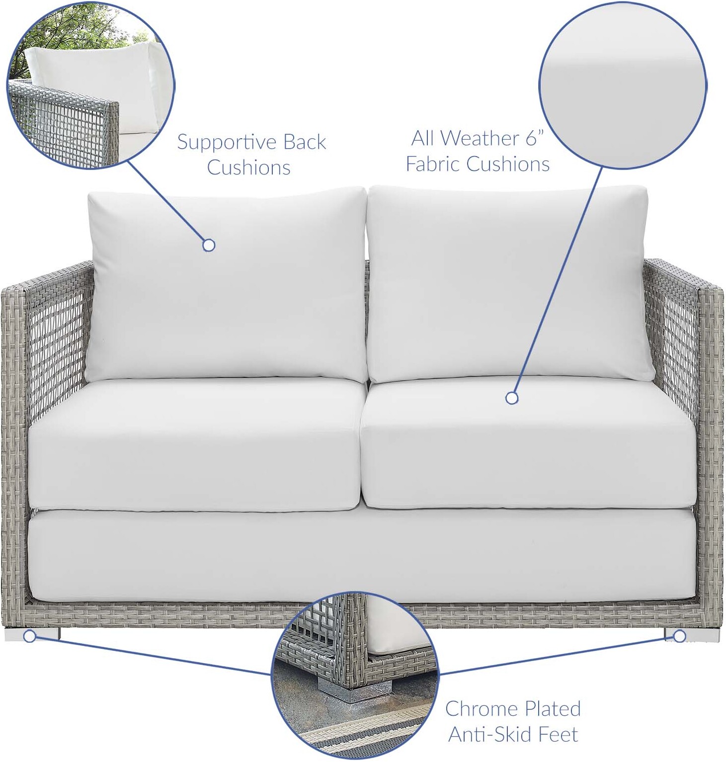 Aura Gray And White 4 Piece Outdoor Patio Wicker Rattan Set Eei 3596 Gry Whi Set 1stopbedrooms