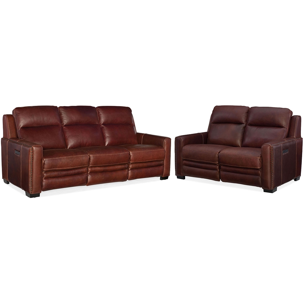 Aviator Chaldan Rust Leather Power Reclining Living Room Set With Power Headrest 1stopbedrooms