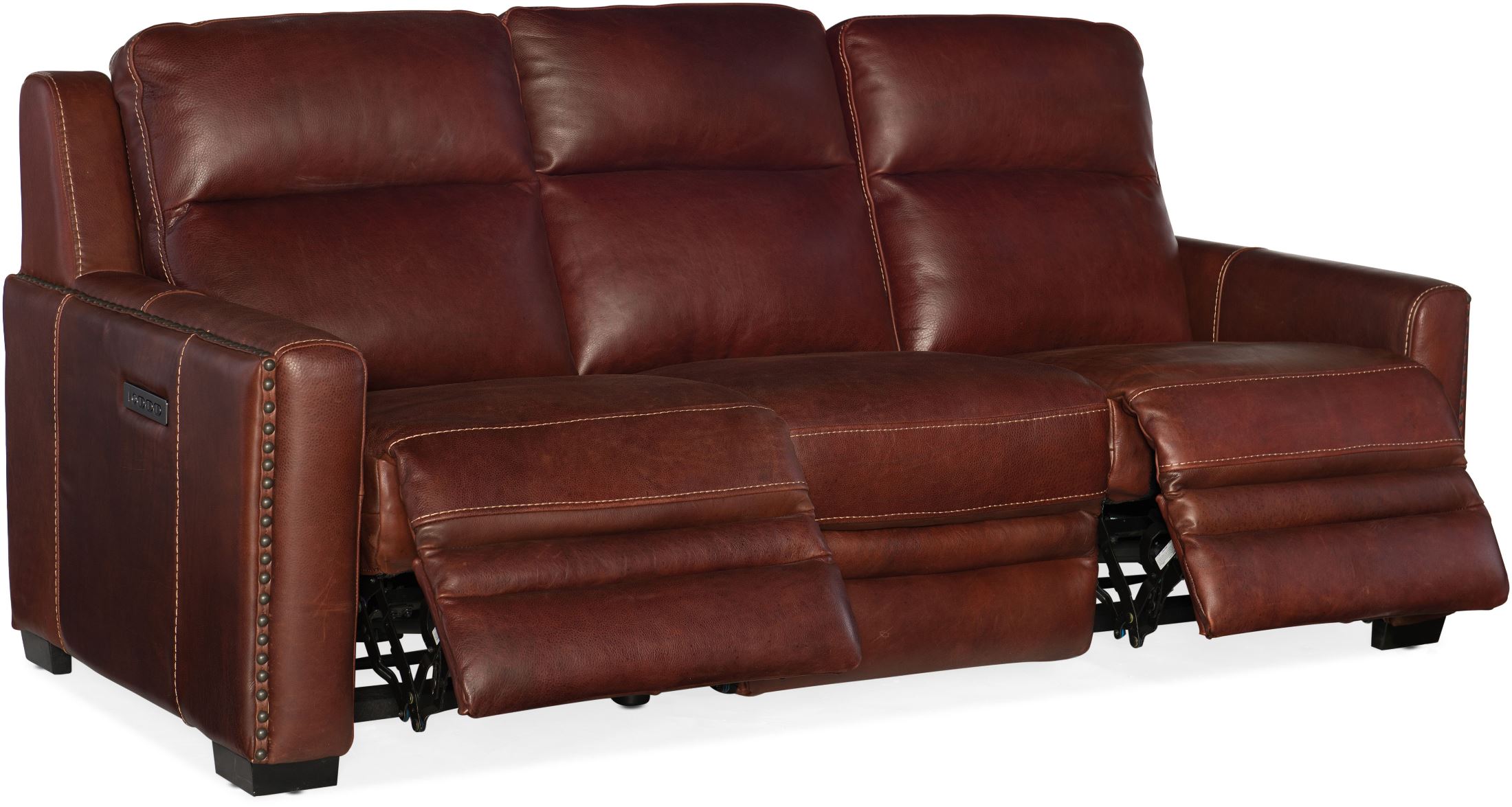 leather power reclining sofa with lumbar support