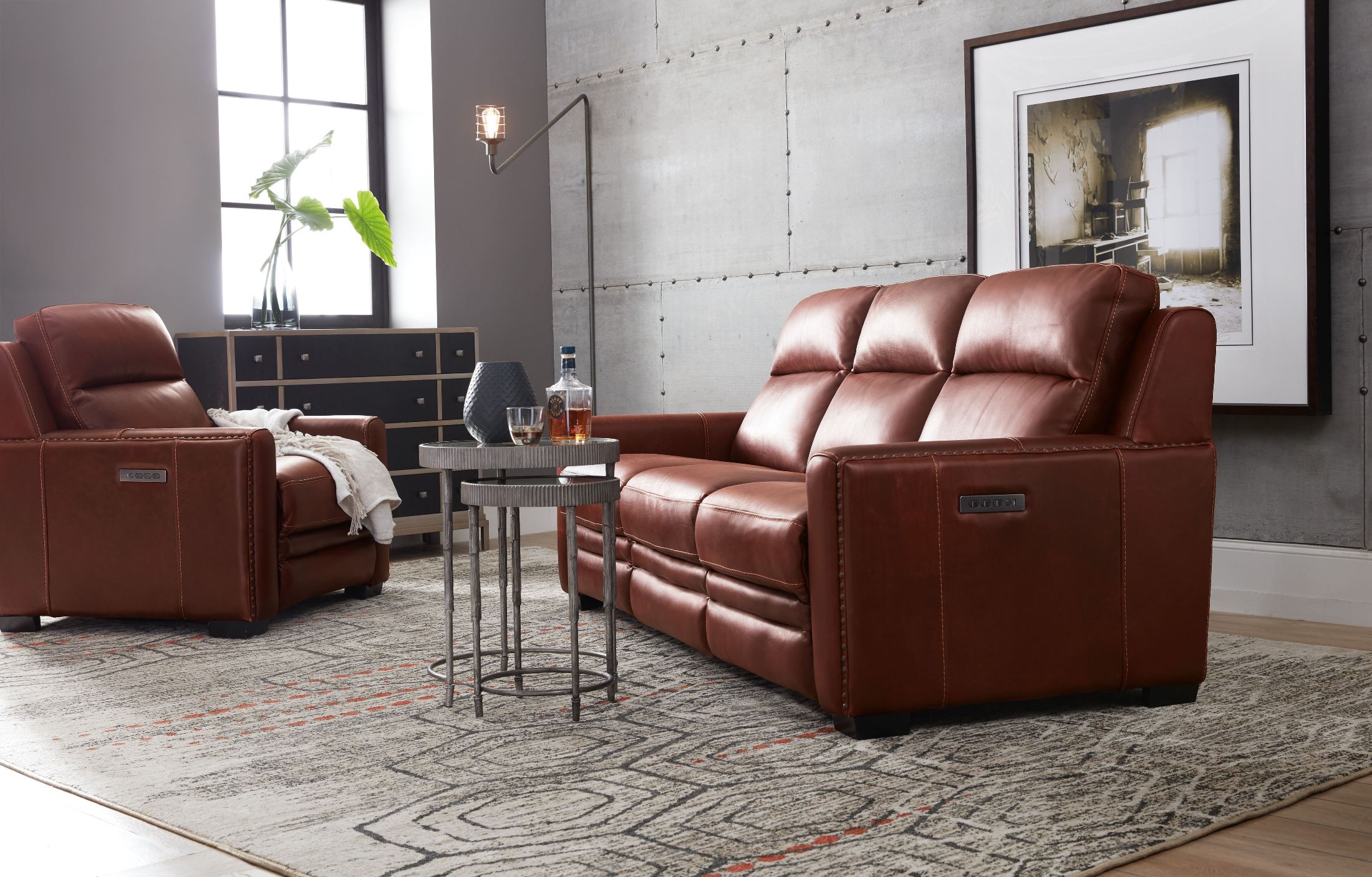 aviator leather reclining sofa