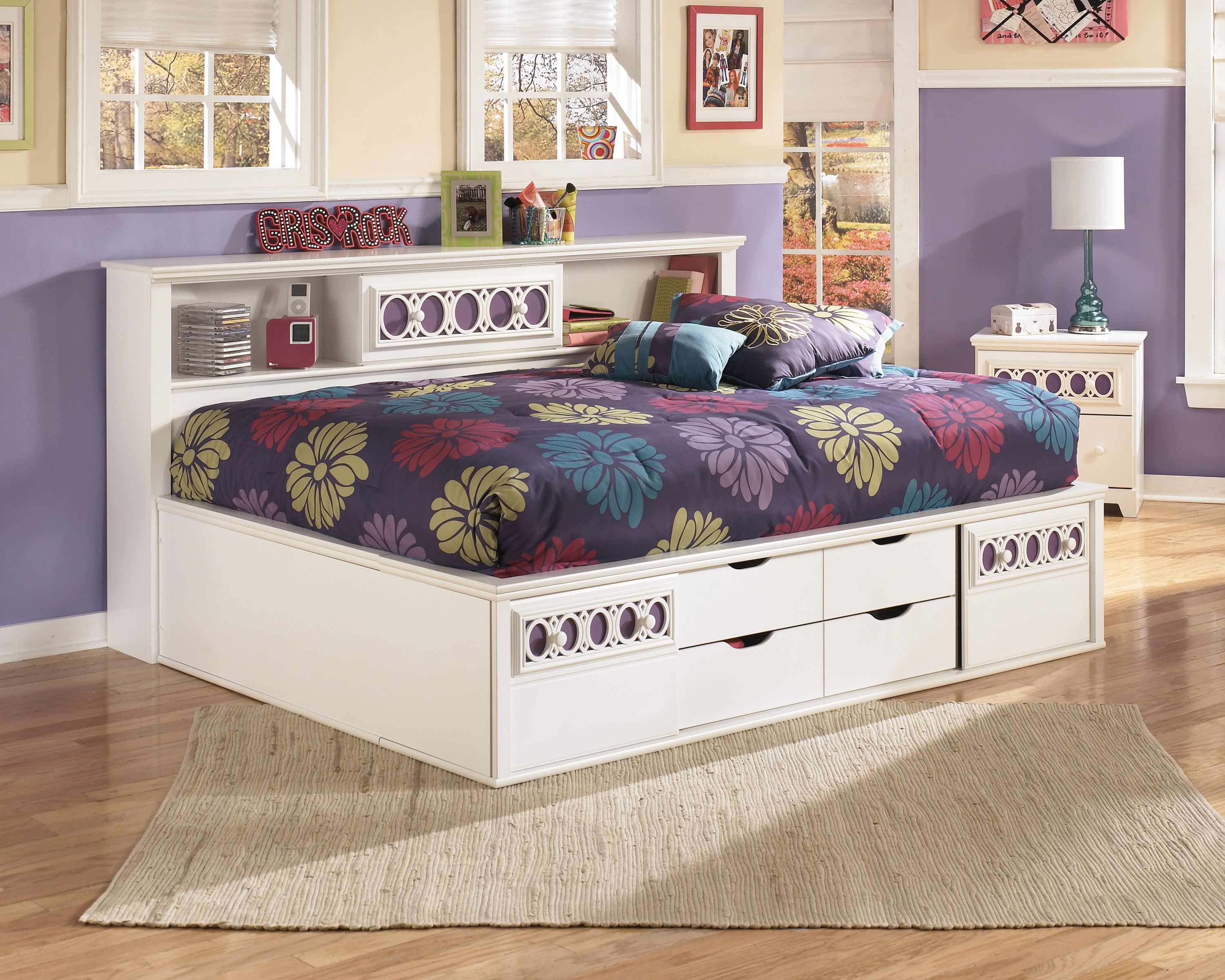 zayley full bookcase storage bed
