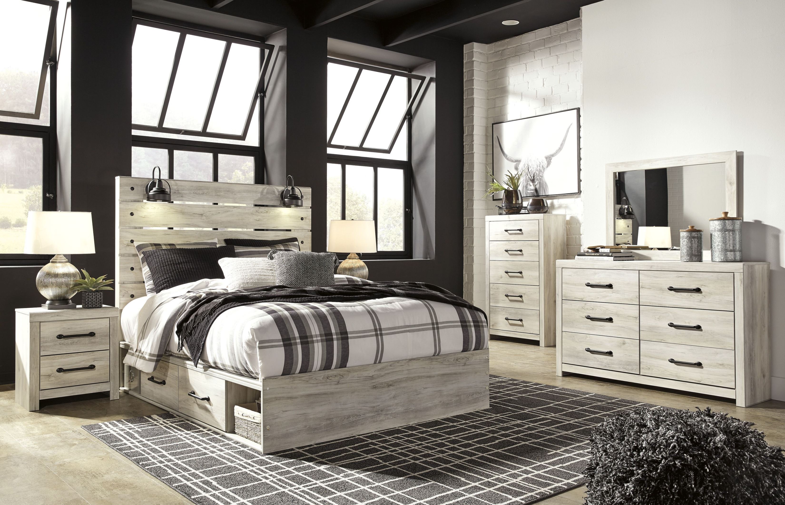 Cambeck Whitewash Panel Bedroom Set with Underbed Storage 1StopBedrooms.