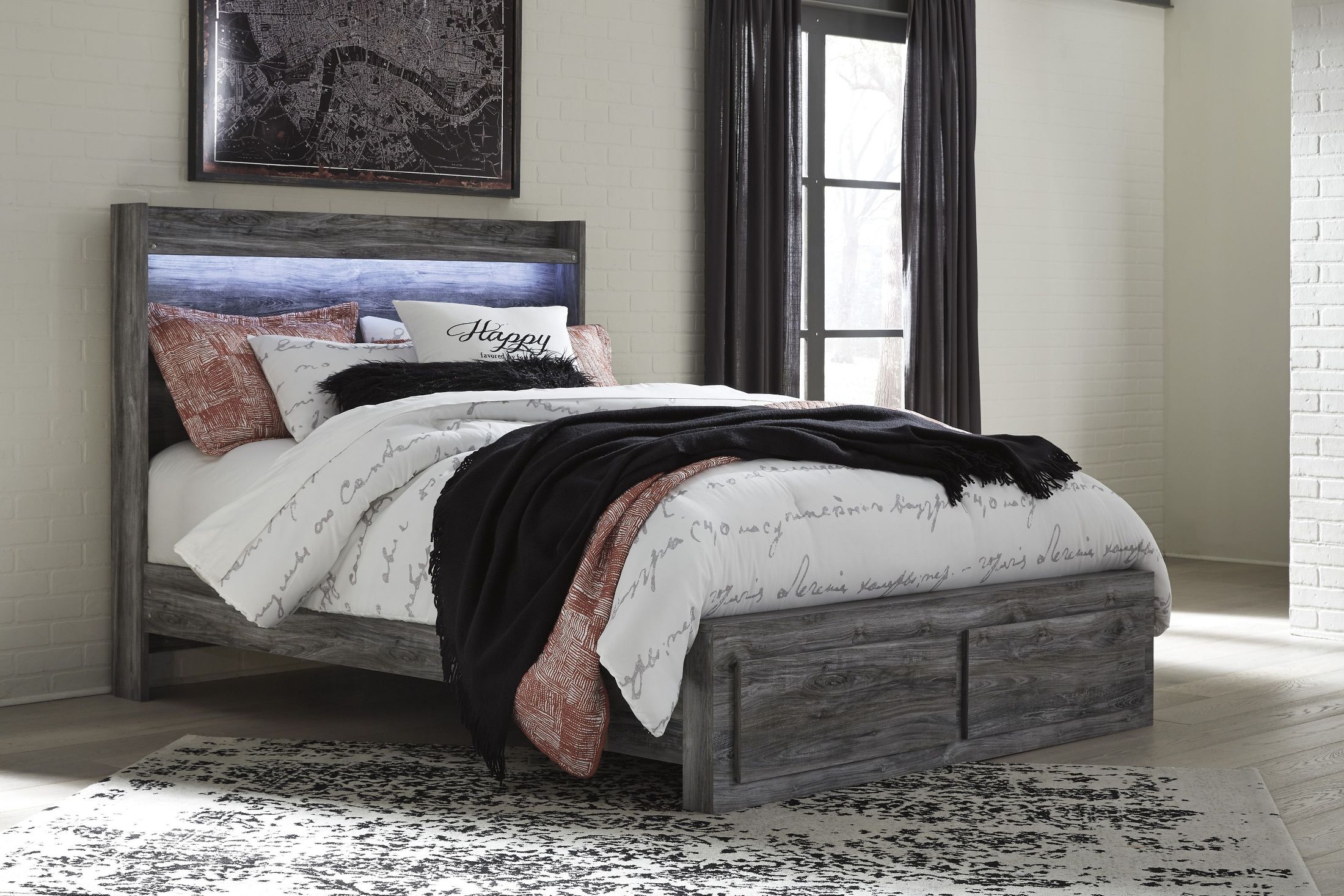 Baystorm Gray Platform Storage Bedroom Set - 1StopBedrooms.