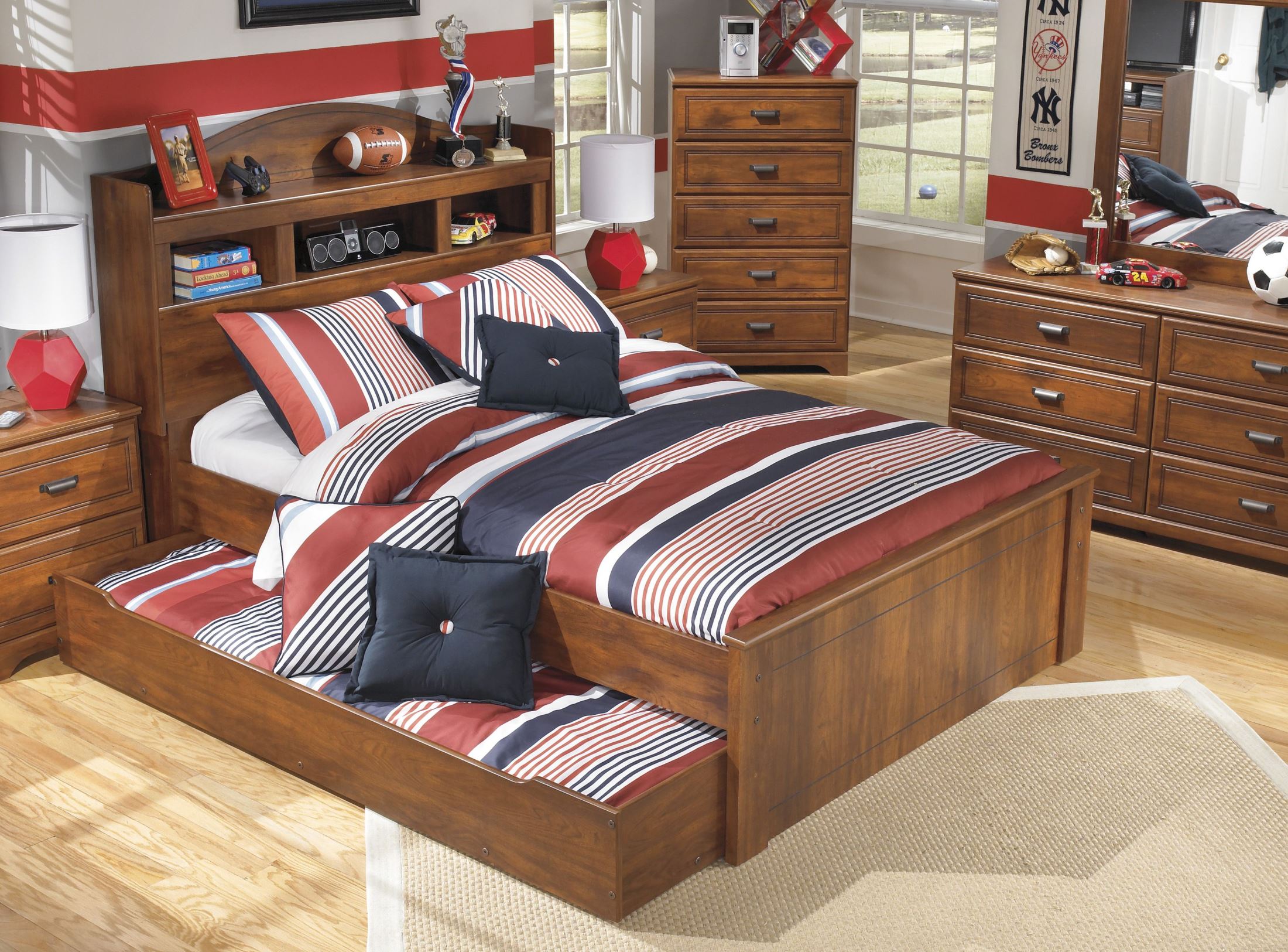 Barchan Full Bookcase Bed With Trundle - 1StopBedrooms.
