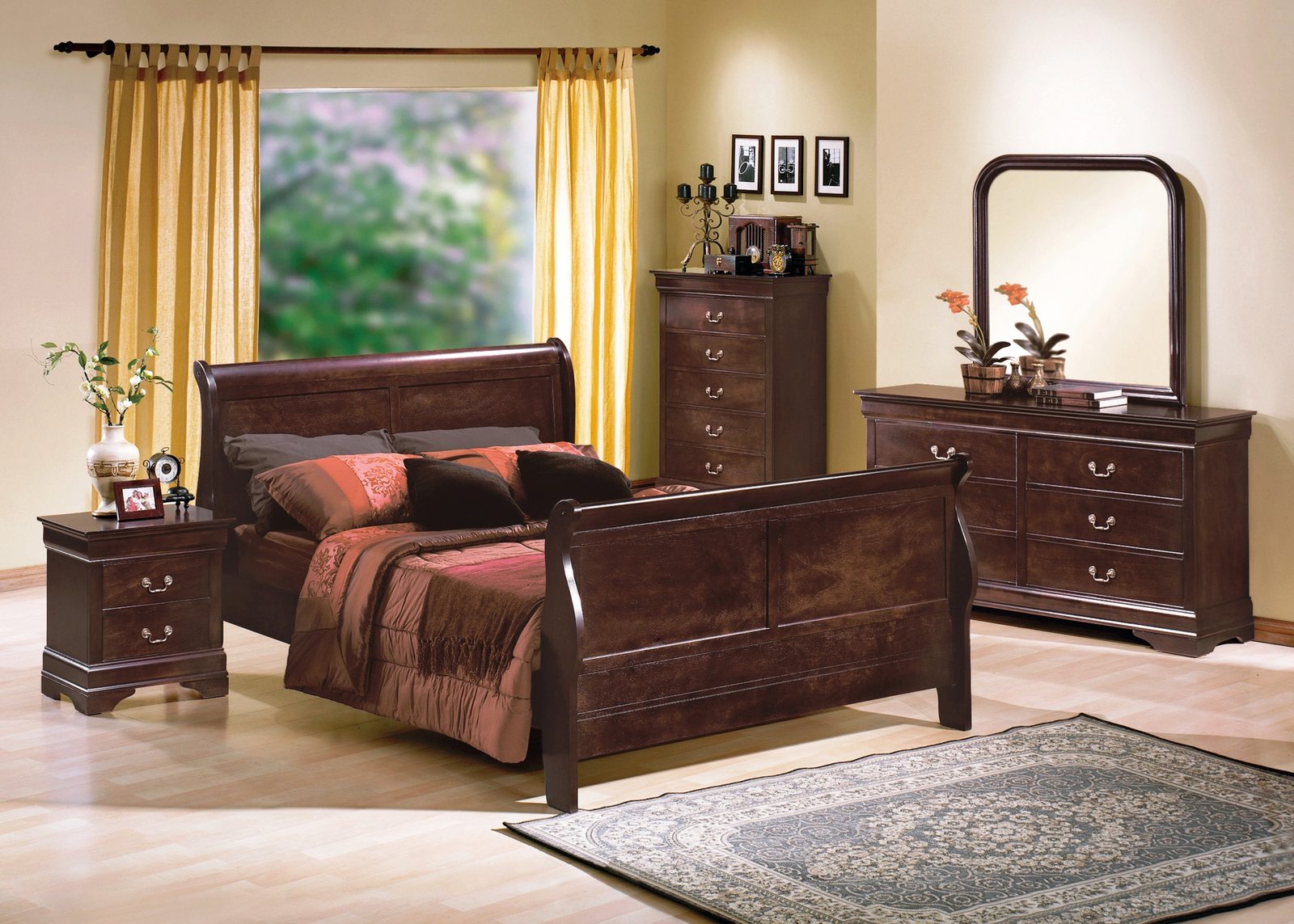 Crown Mark Furniture Louis Philip Dresser in Dark Cherry B38501