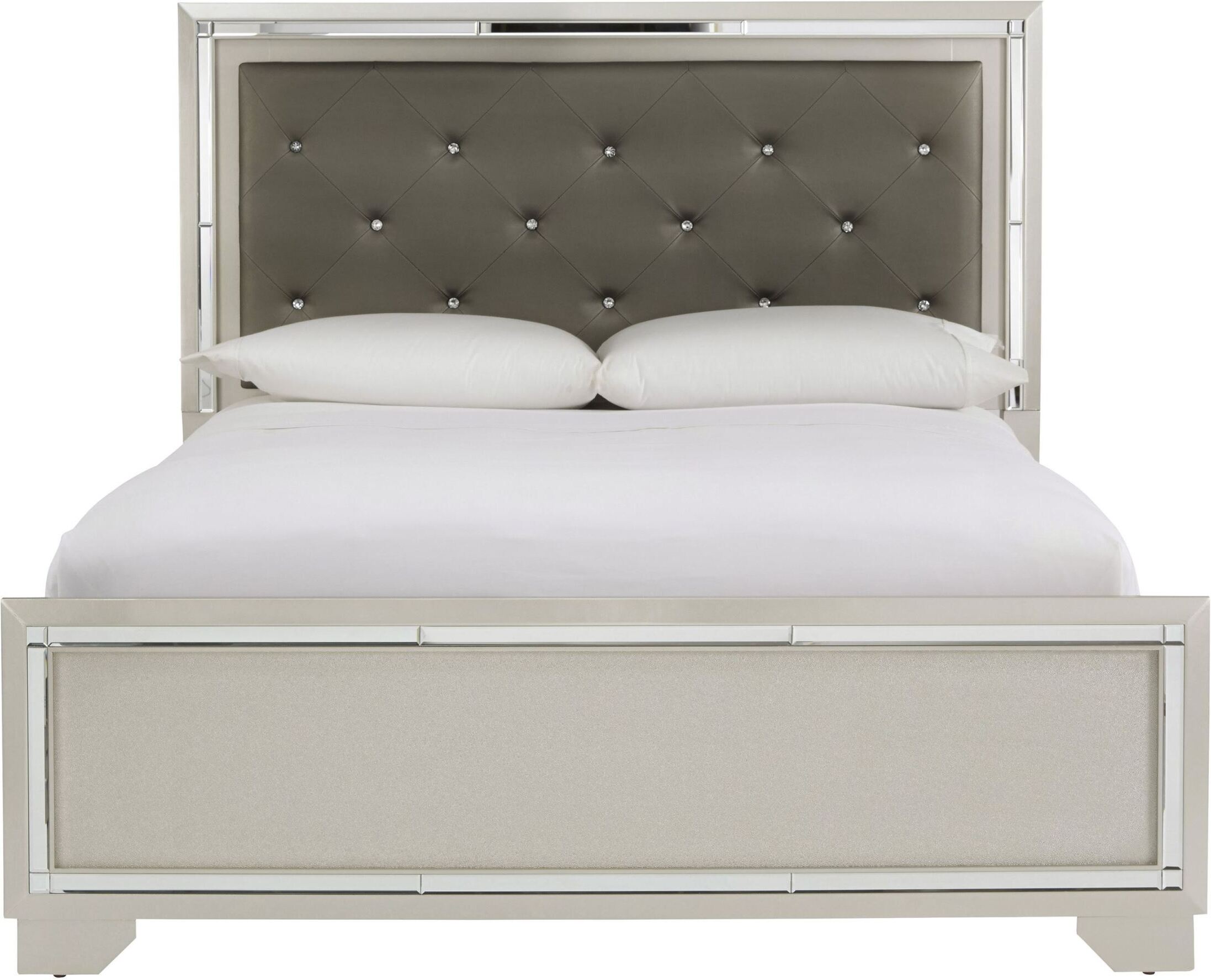 Lonnix Silver Upholstered Panel Bedroom Set - 1StopBedrooms.