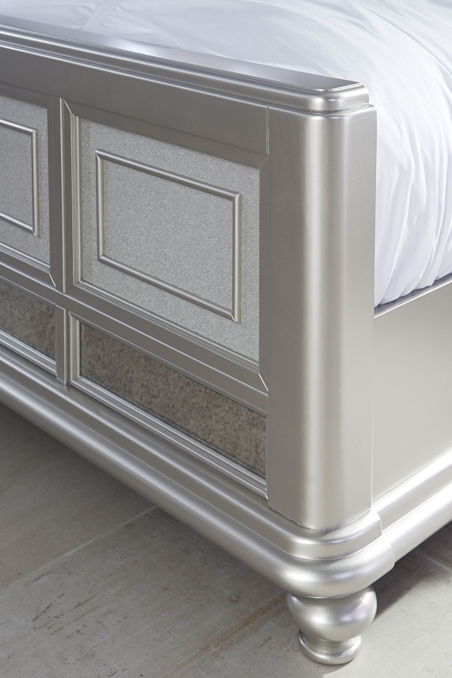 Coralayne Silver Cal King Panel Bed 1stopbedrooms