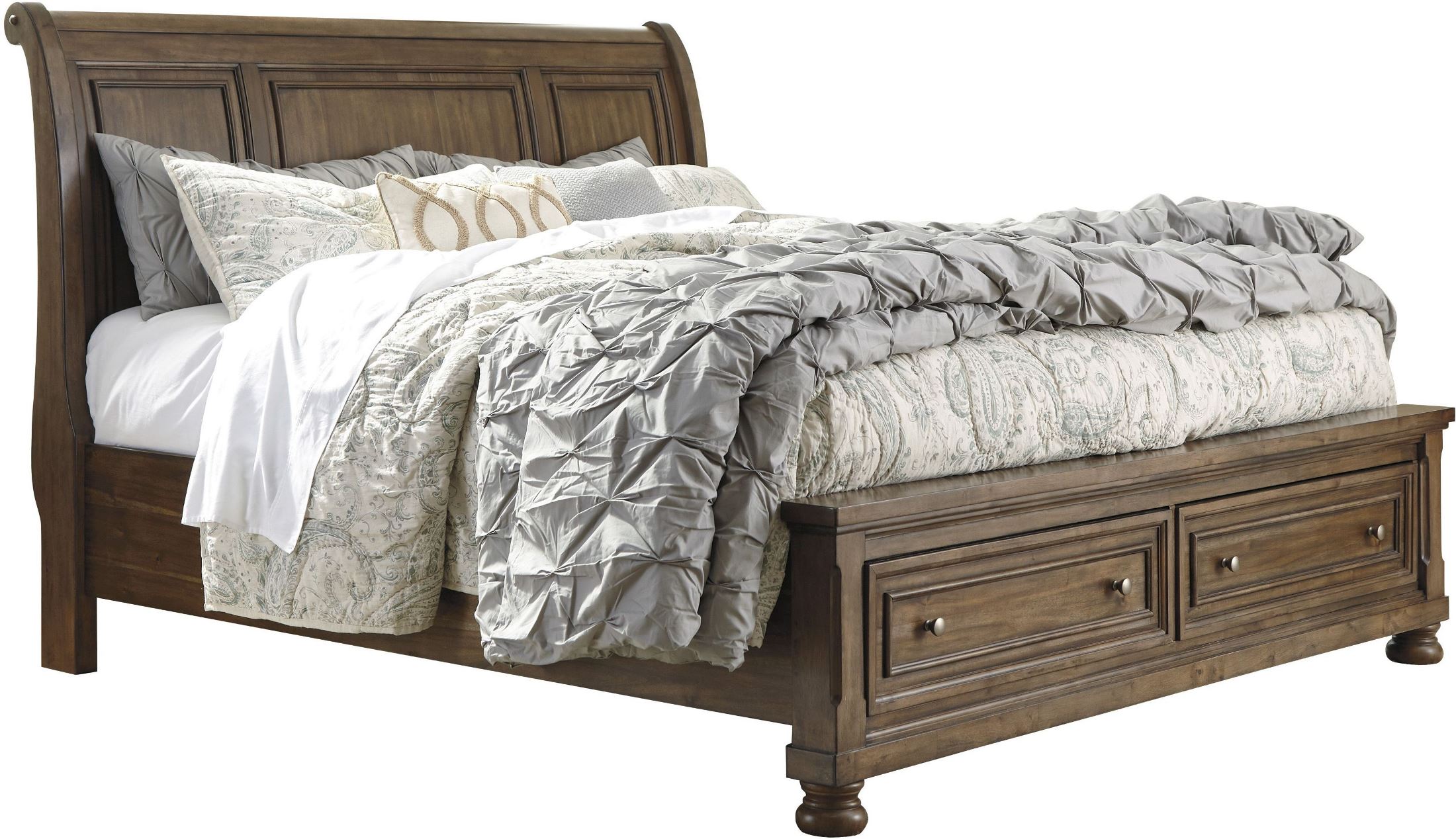 Flynnter Medium Brown Sleigh Storage Bedroom Set ...