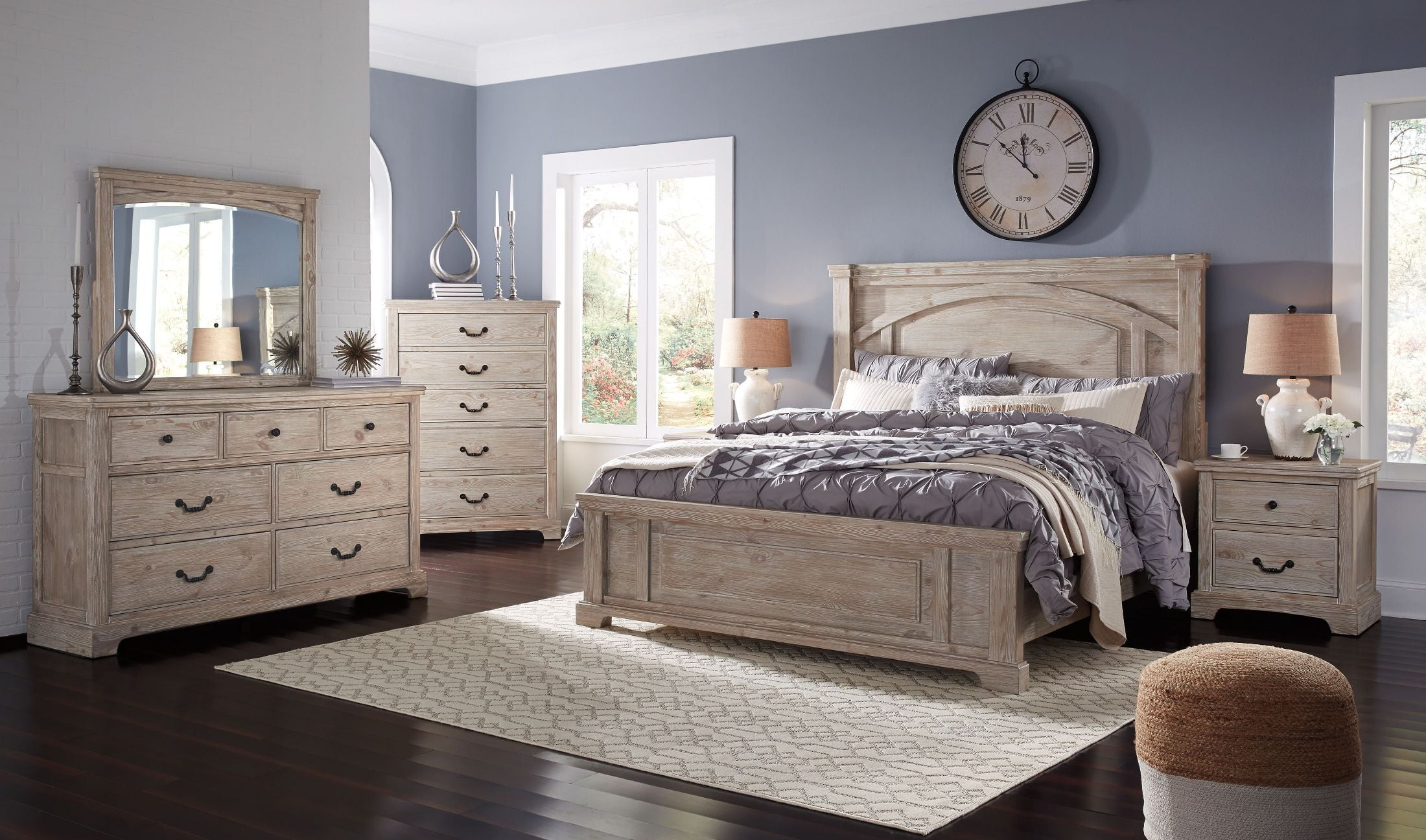 Charmyn White Wash Panel Bedroom Set - 1StopBedrooms.